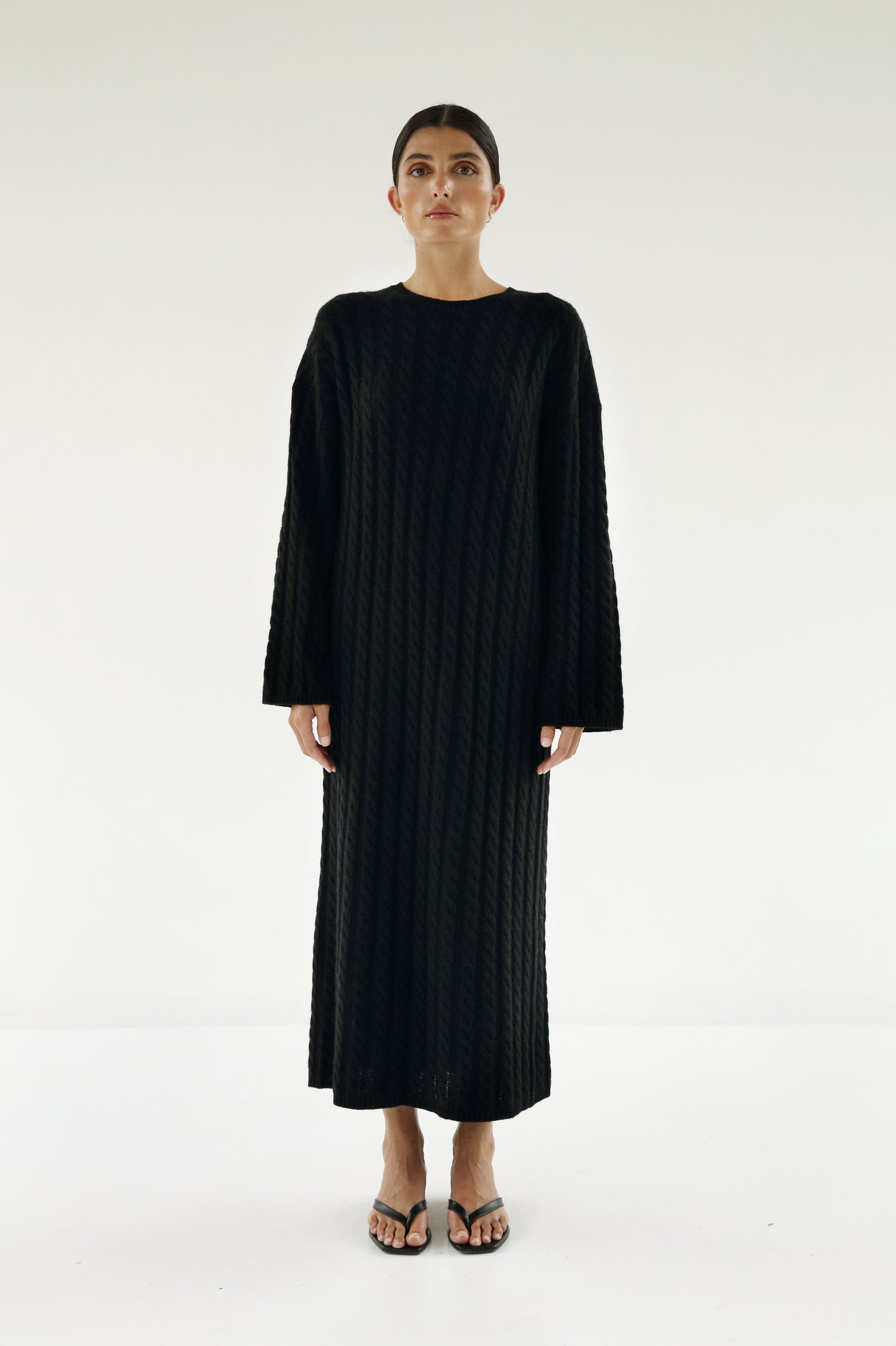 Noma Cable Knit Dress, black