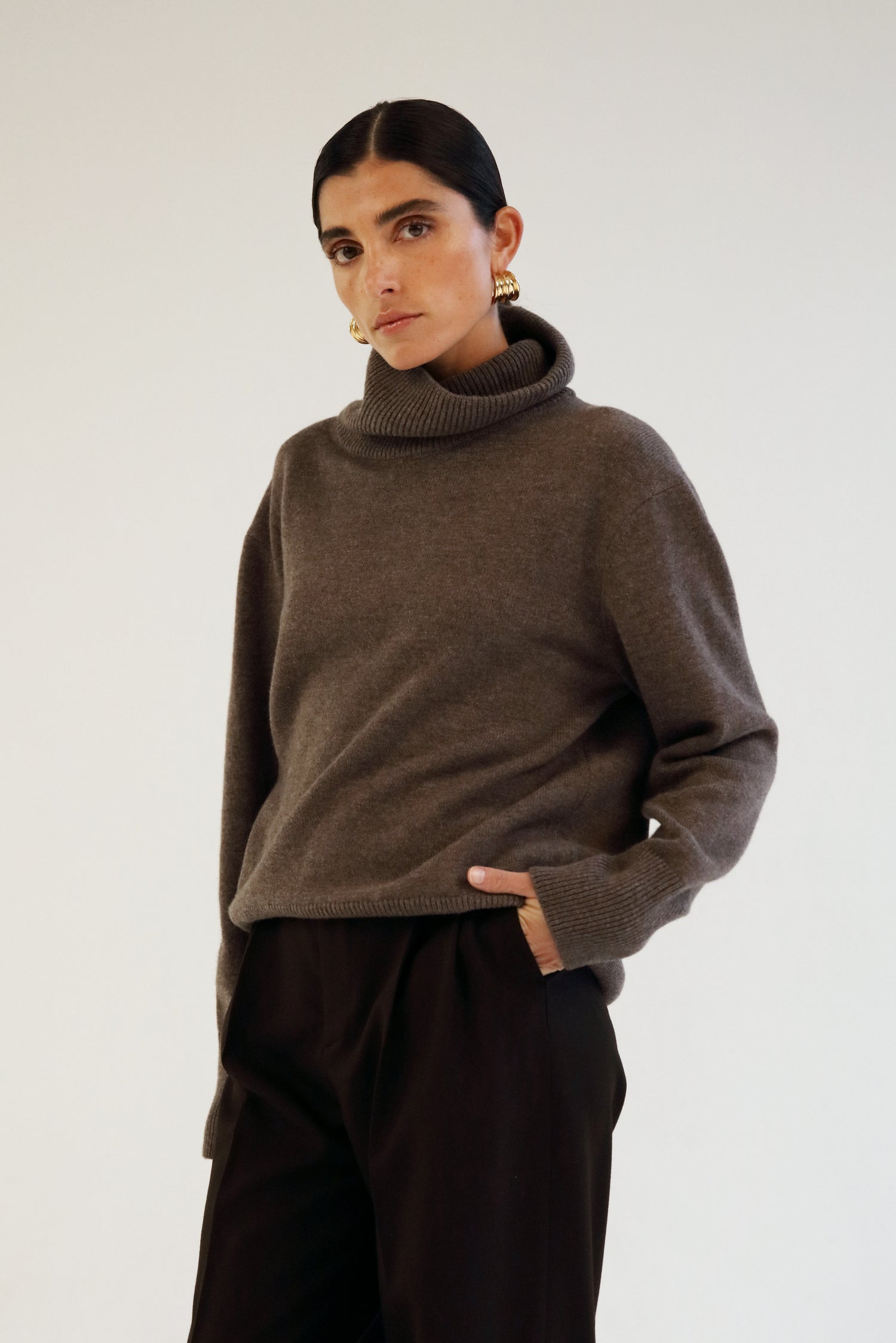 Alma Turtleneck Sweater, mocha