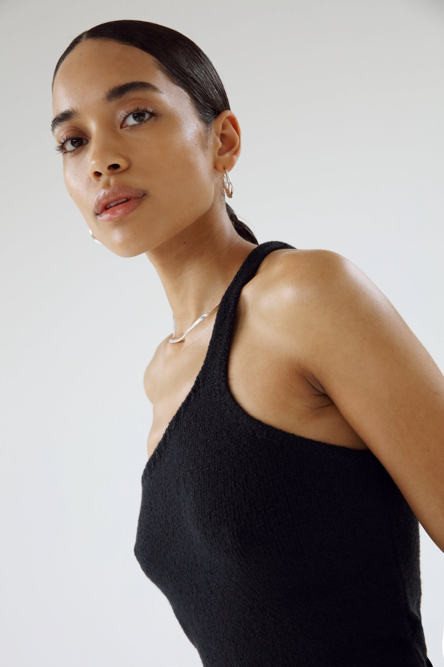 Una One-Shoulder Top, black