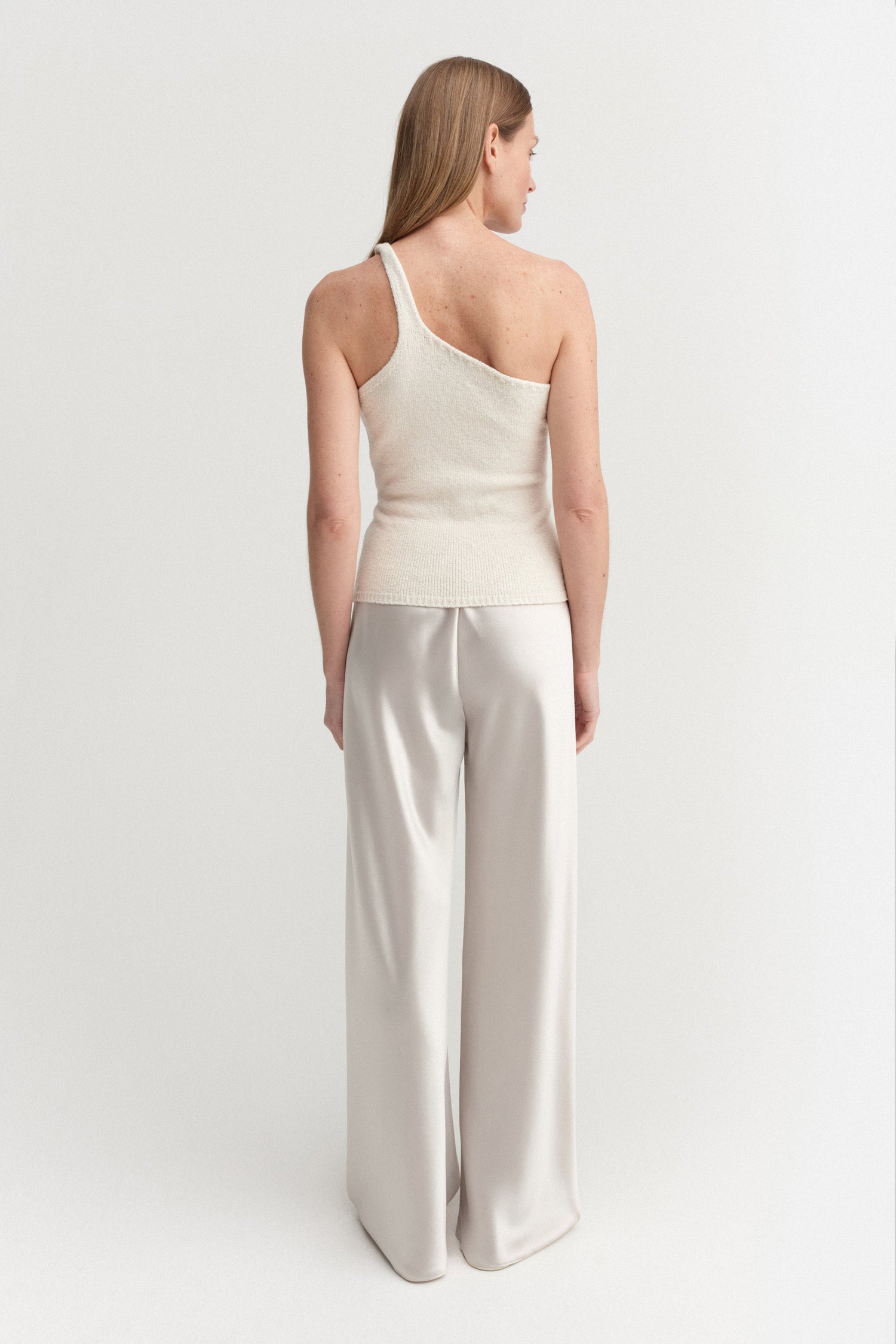 Bias Satin Pants, pearl