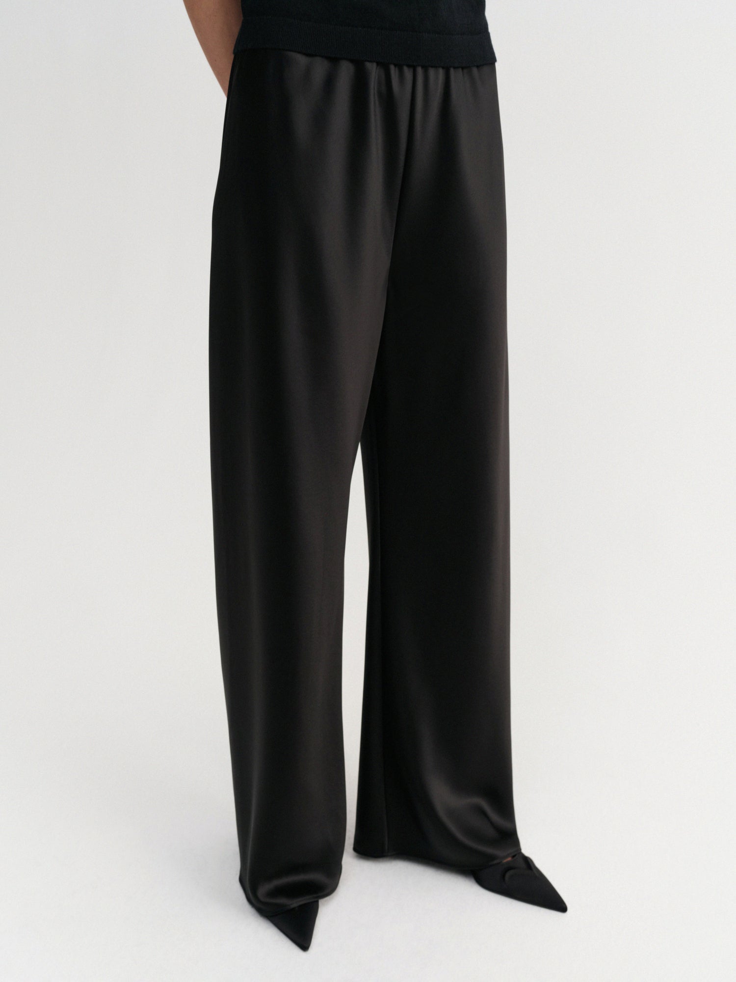 Bias Satin Pants, black
