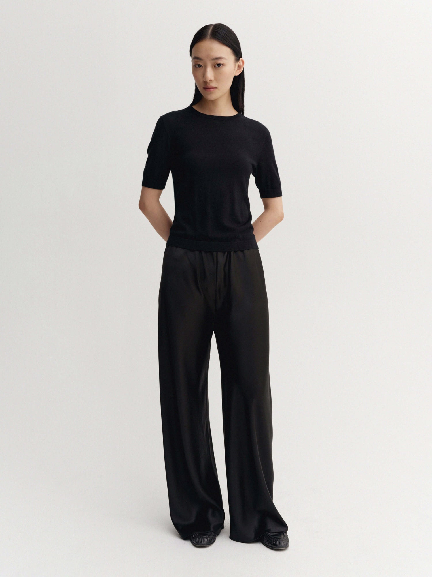 Bias Satin Pants, black