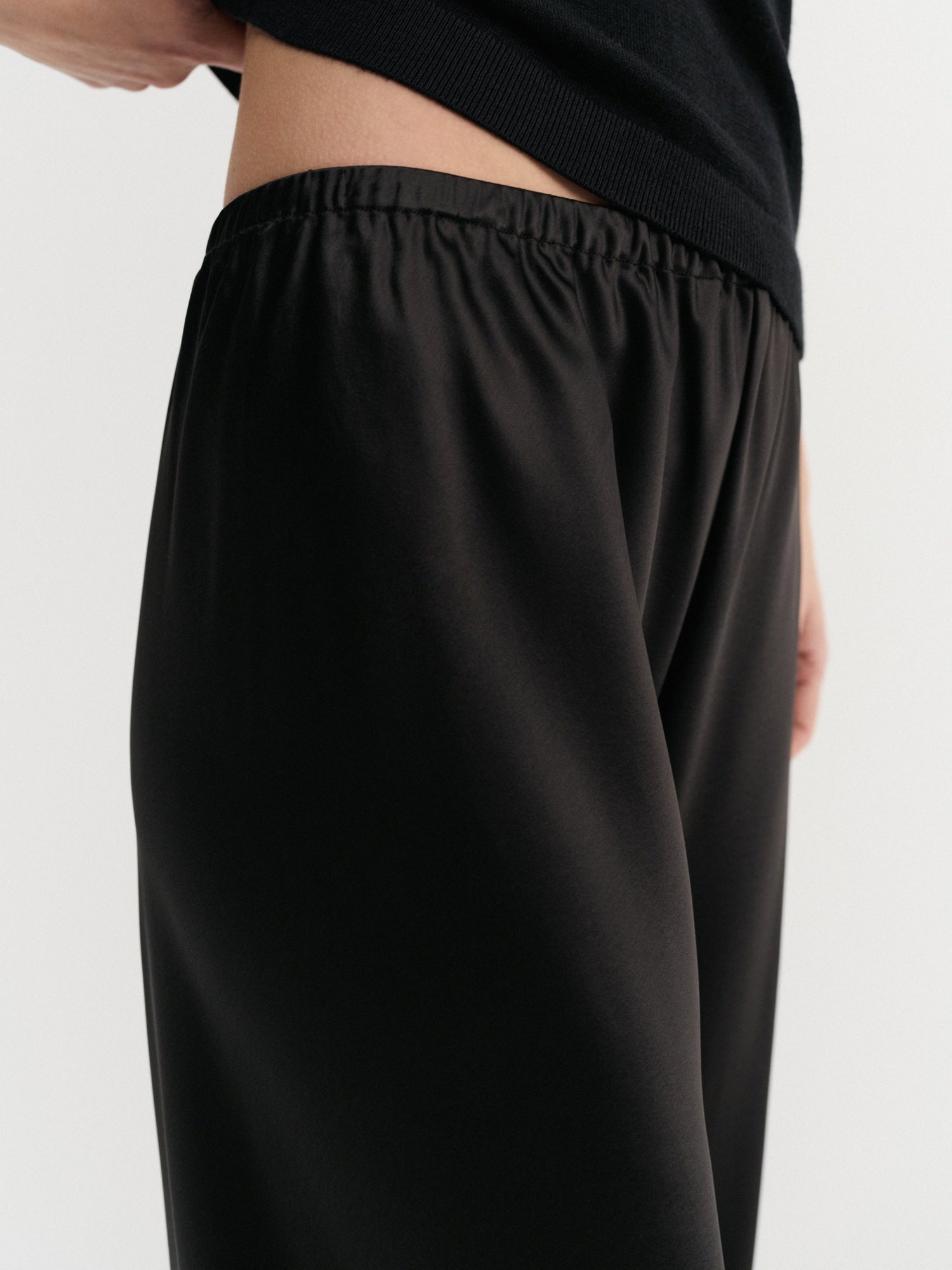 Bias Satin Pants, black