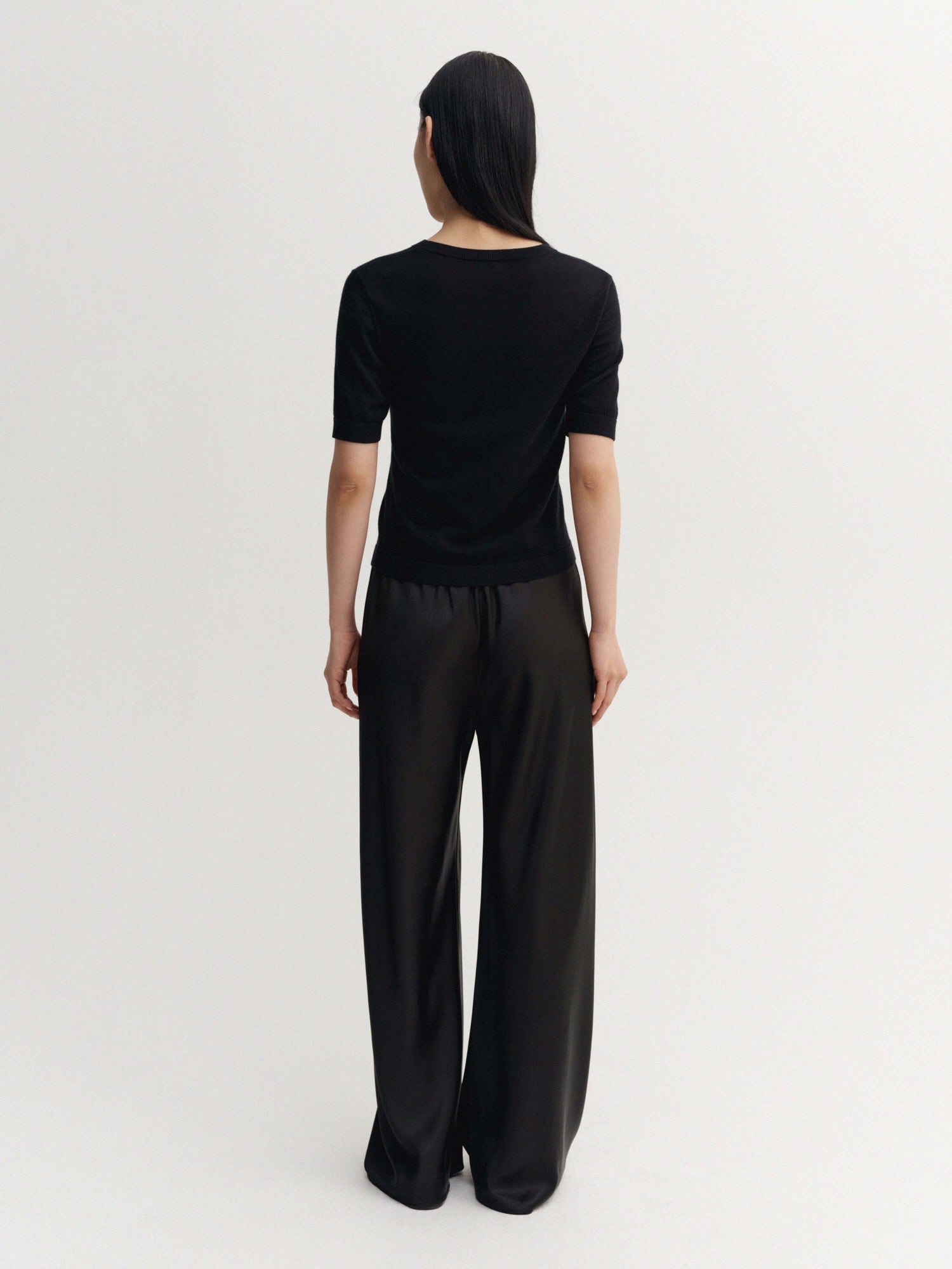 Bias Satin Pants, black