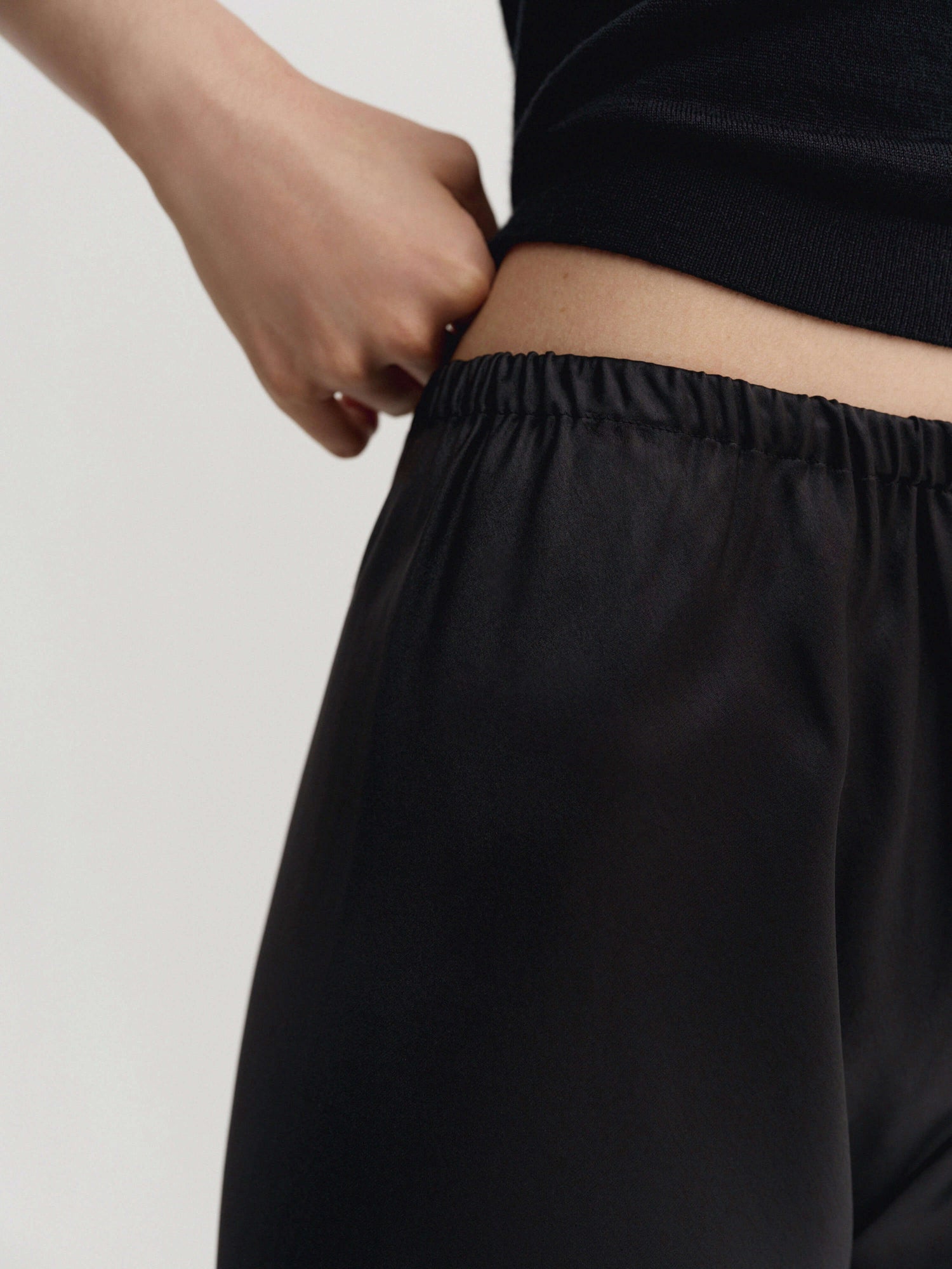 Bias Satin Pants, black