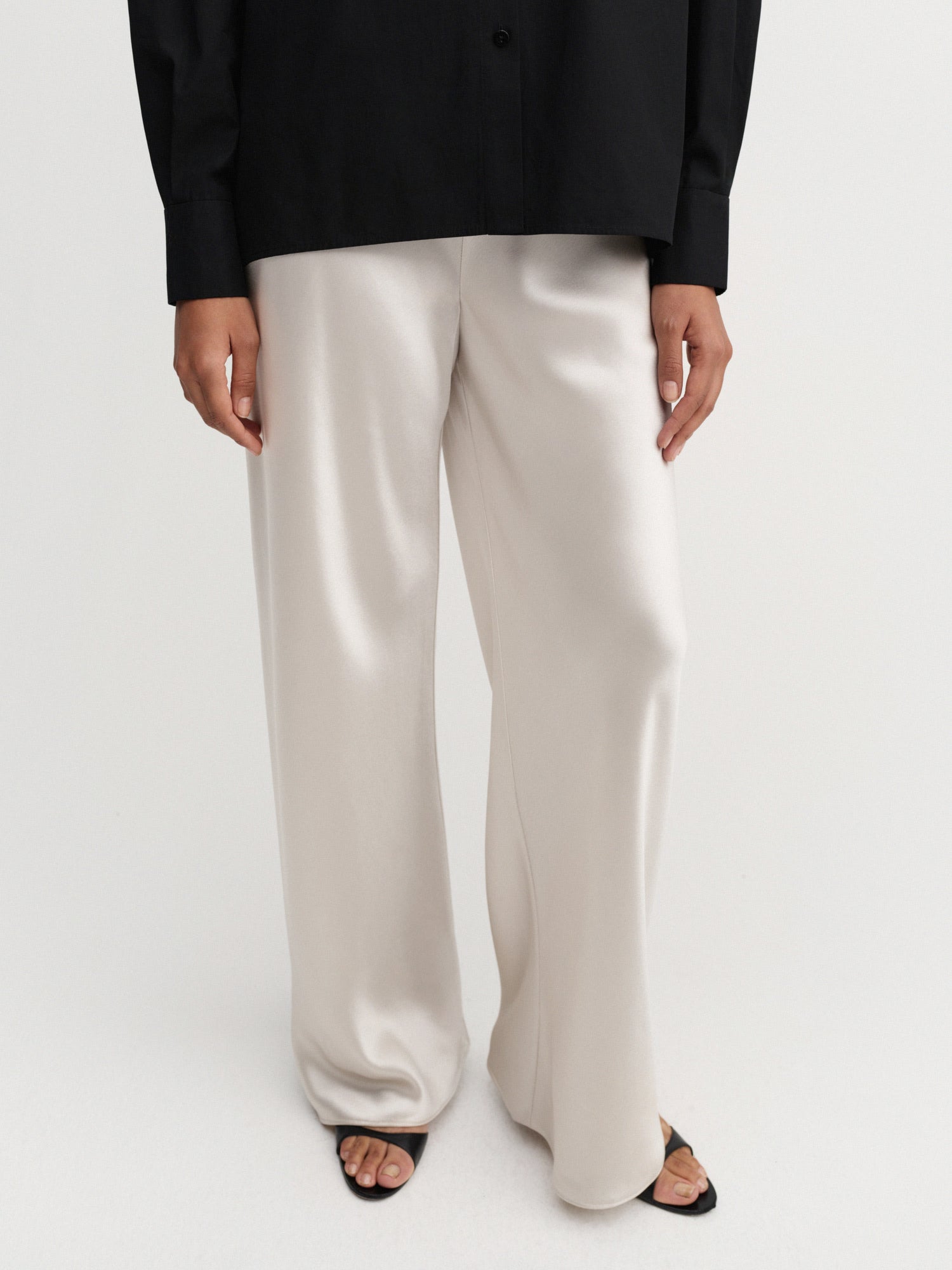 Bias Satin Pants, pearl