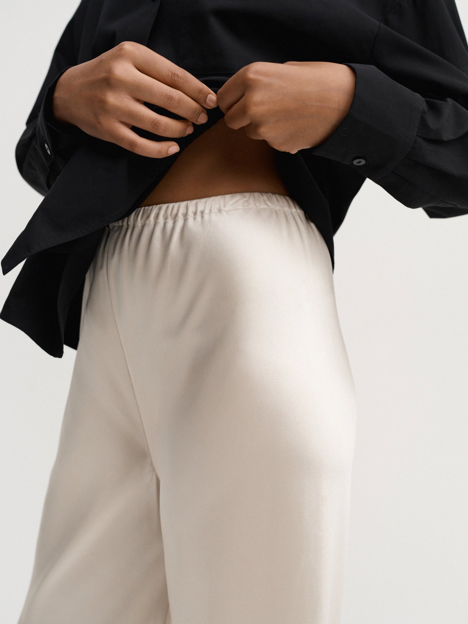 Bias Satin Pants, pearl
