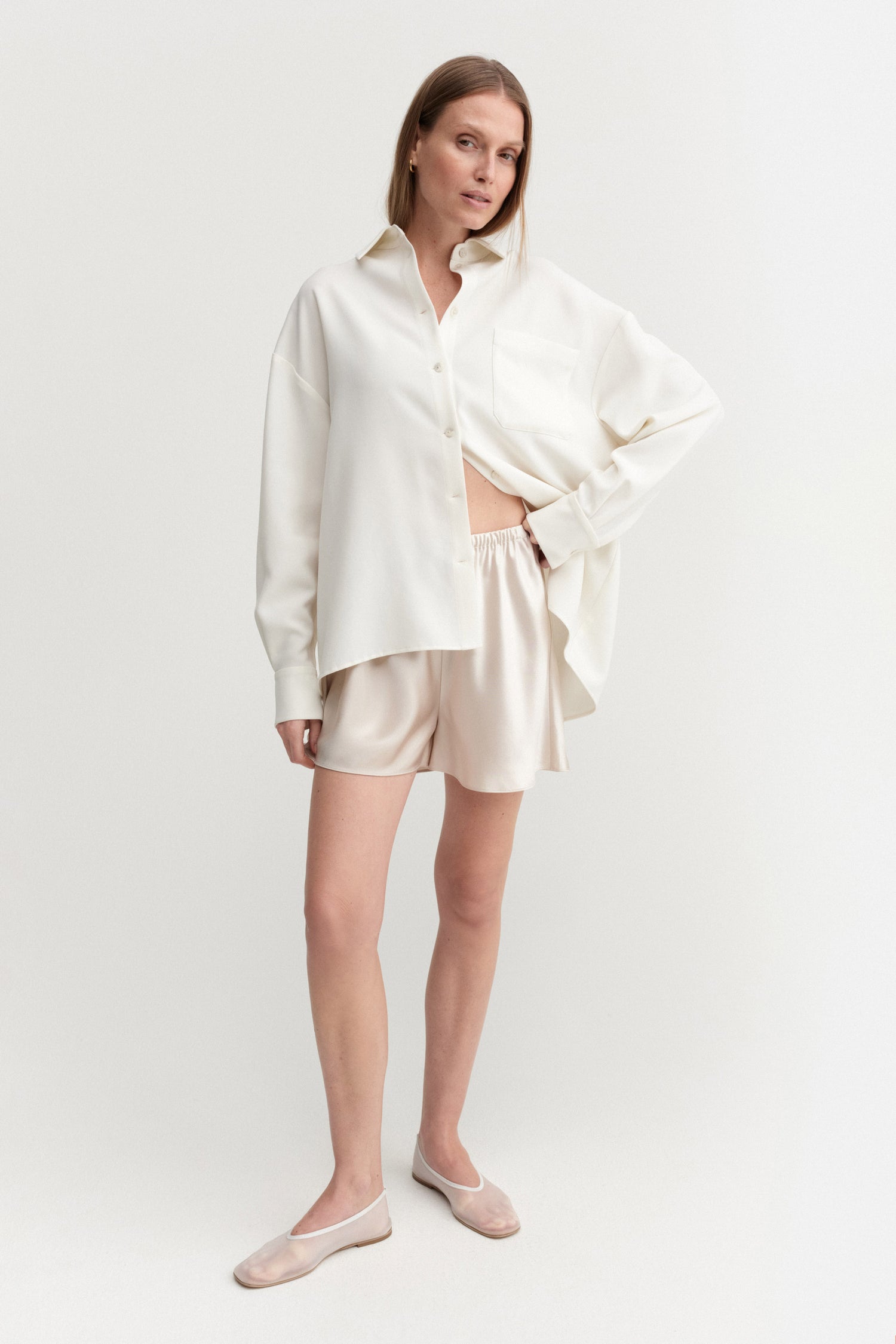Short en satin Bim, perle