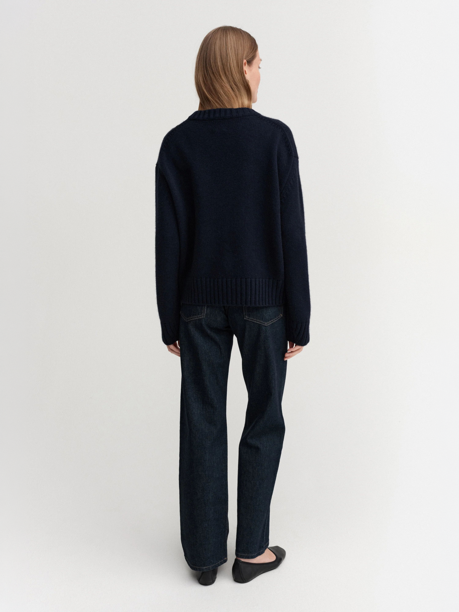 Pull col roulé cru, navy