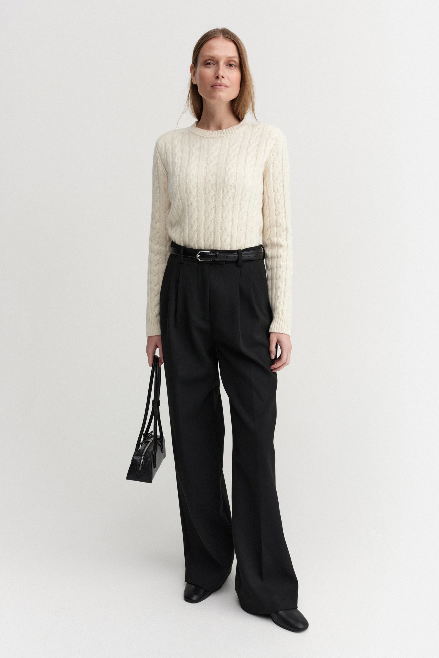 Dagny Cable Knit Sweater, cream