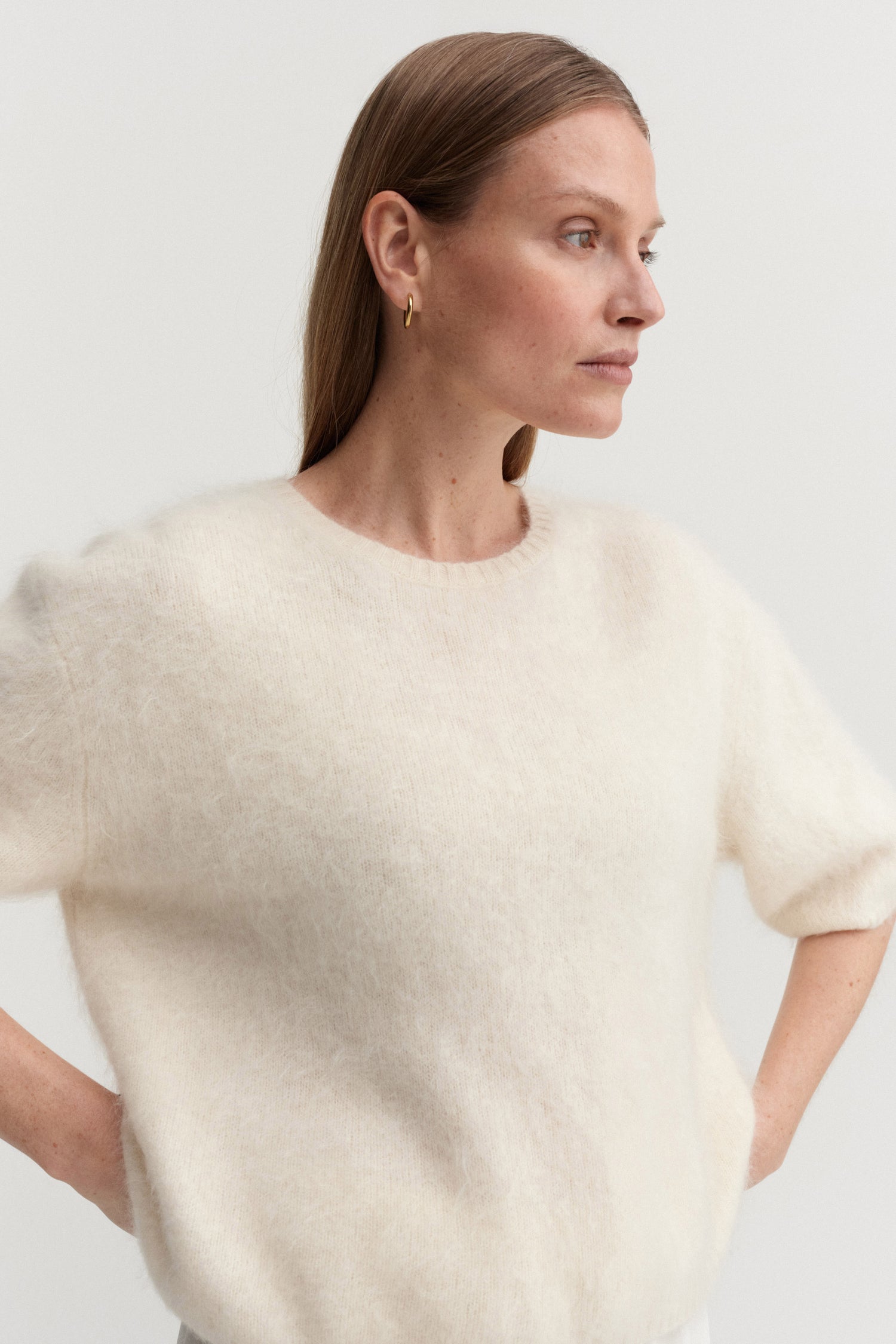 Fei Brushed T-shirt, cream