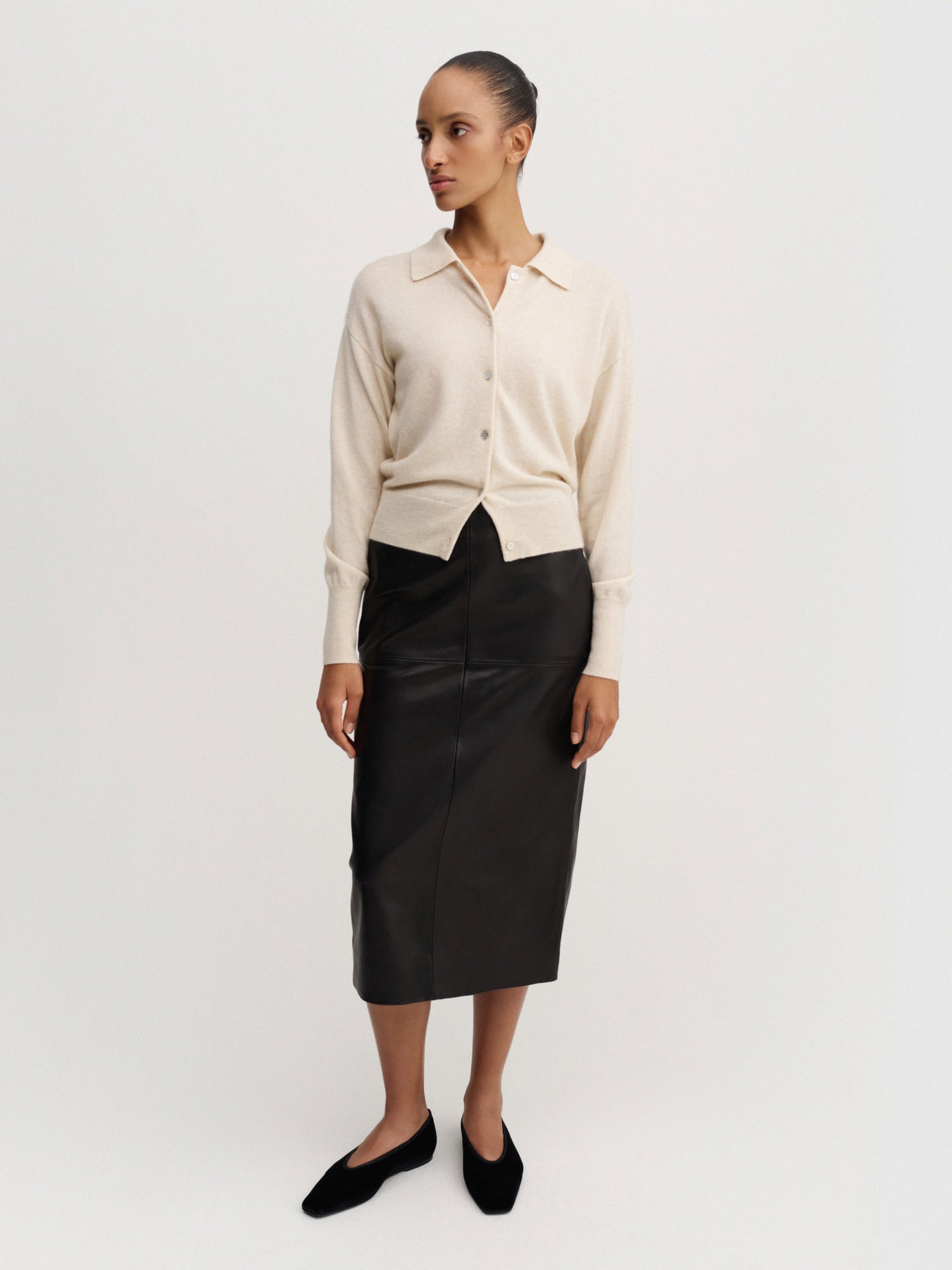 Fern collar cardigan, vanilla