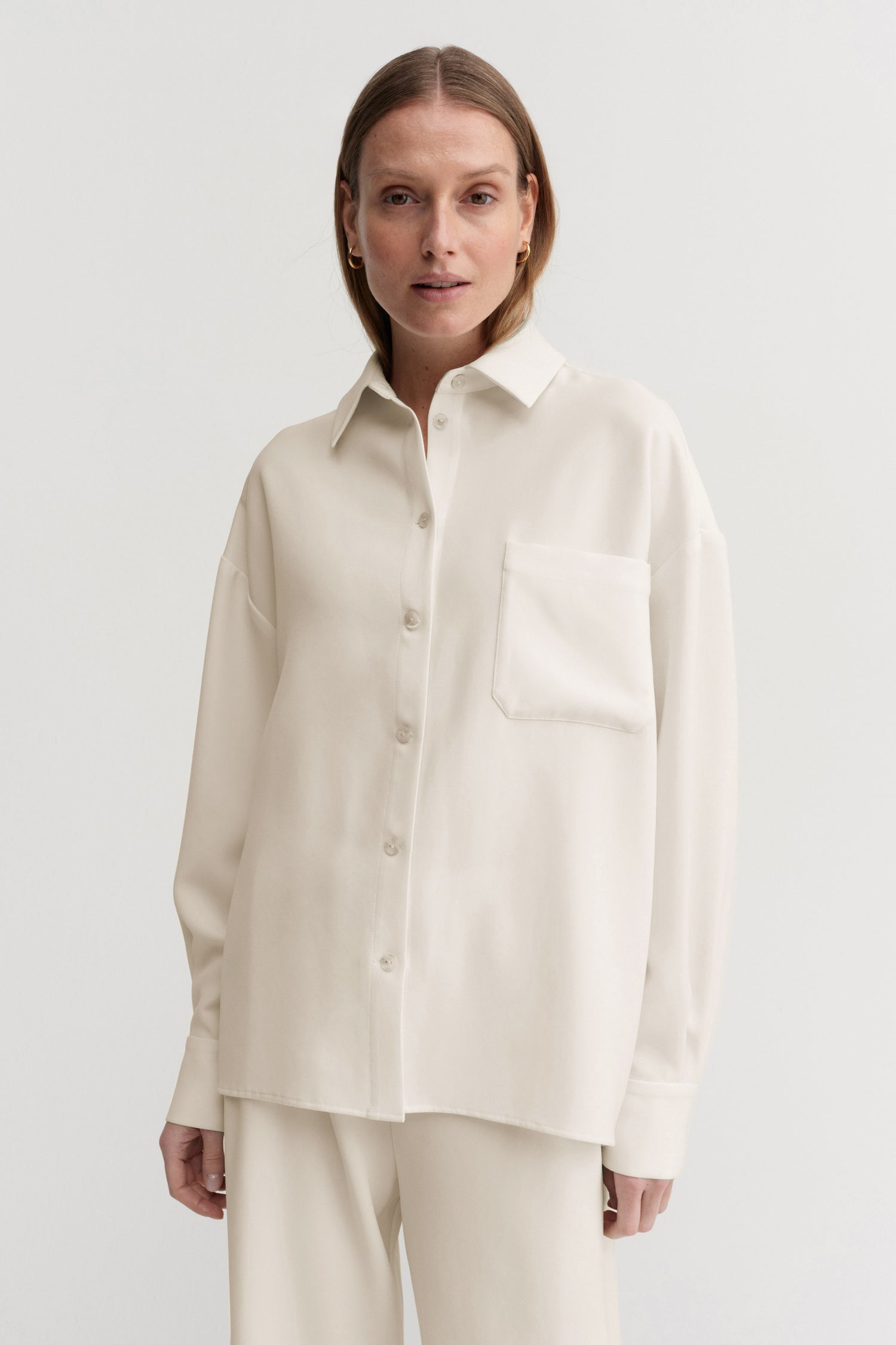 Chemise Finn en crêpe, crème