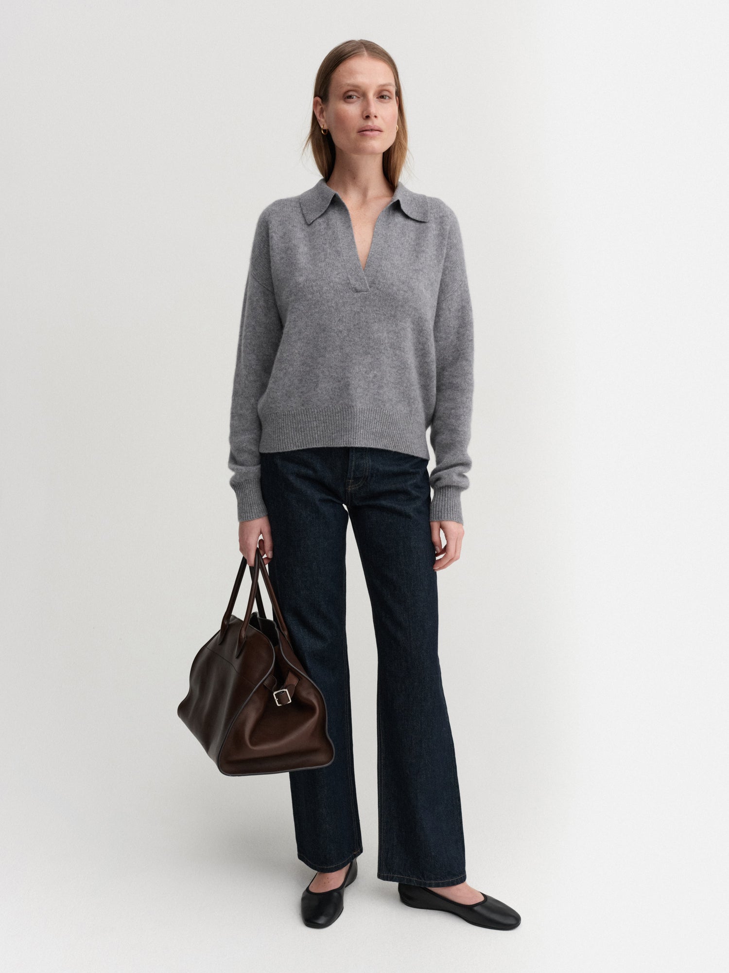 Kaia Collar Sweater, grey