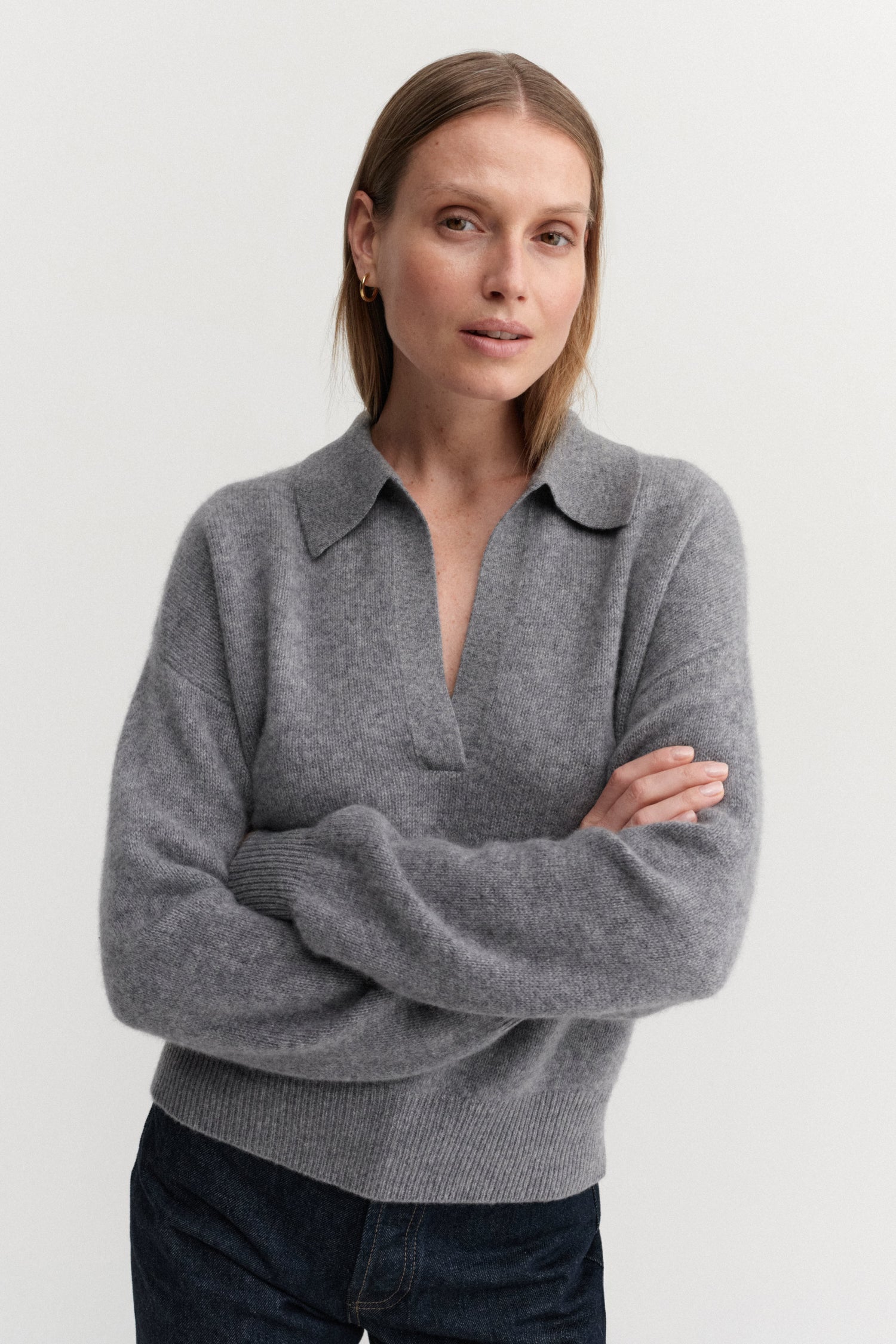 Kaia Collar Sweater, grey