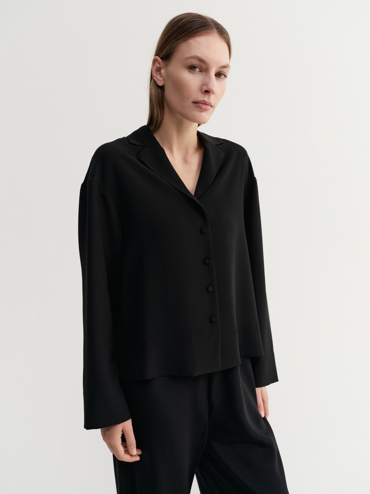 Leia Silk Shirt, black