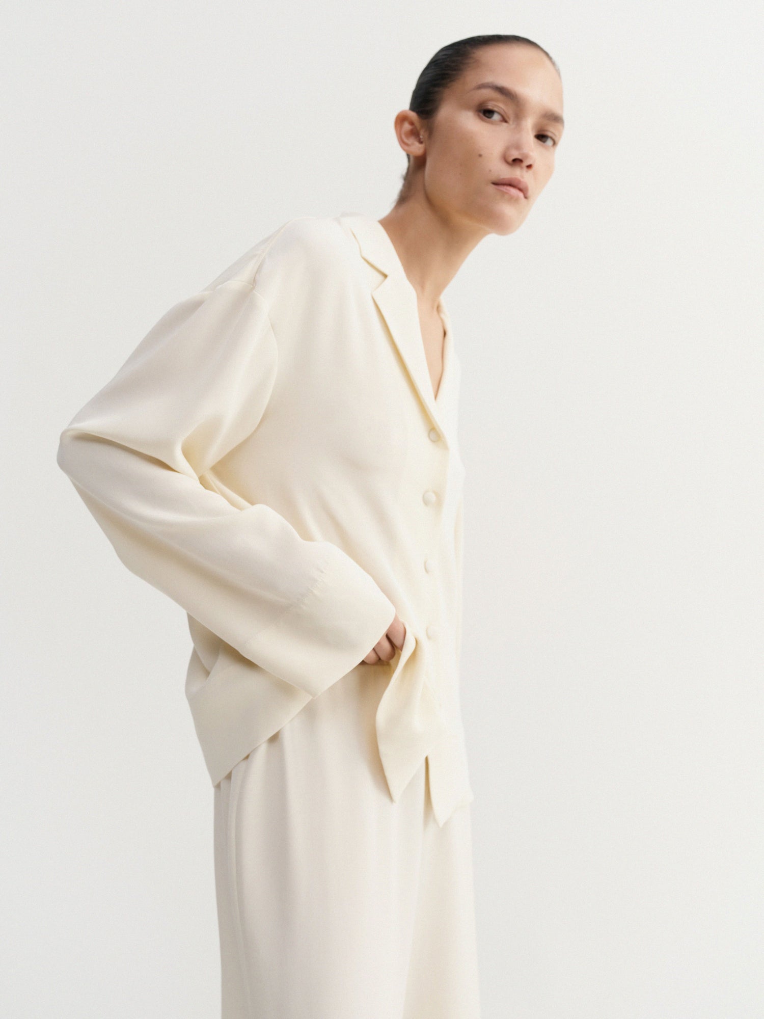 Leia Silk Shirt, vanilla