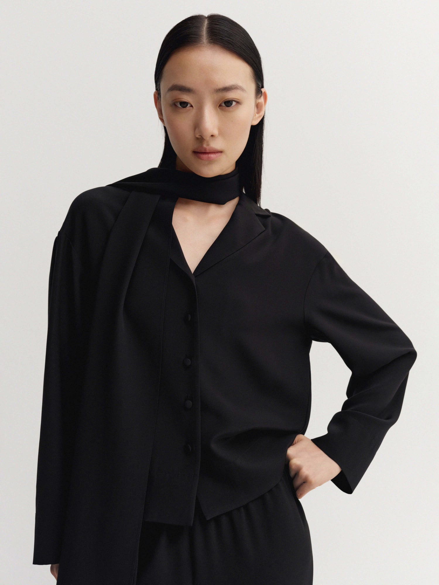 Leia Silk Shirt, black