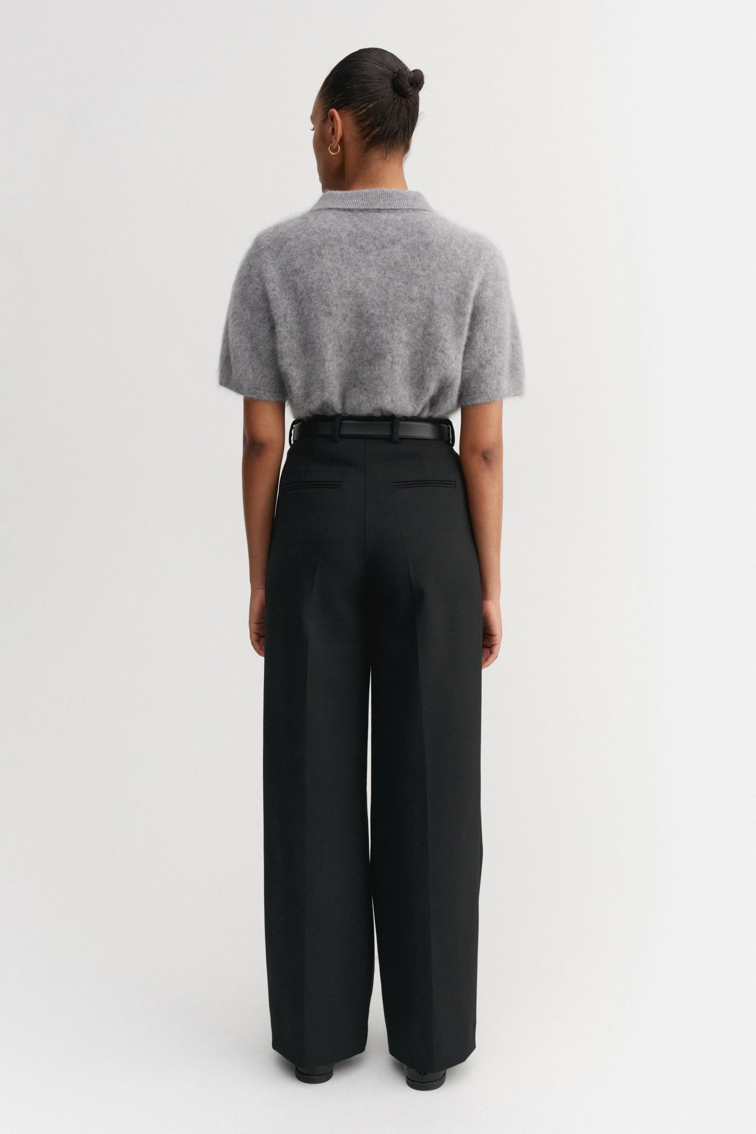 Maika Brushed Collar T-shirt, grey