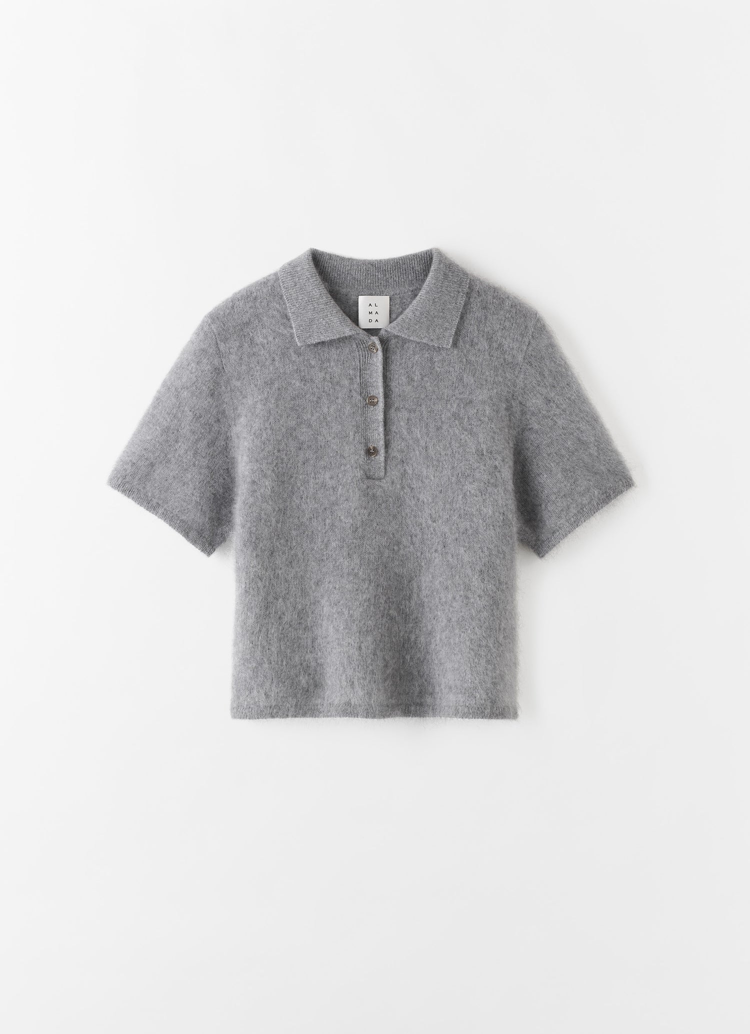 Maika Brushed Collar T-shirt, grey
