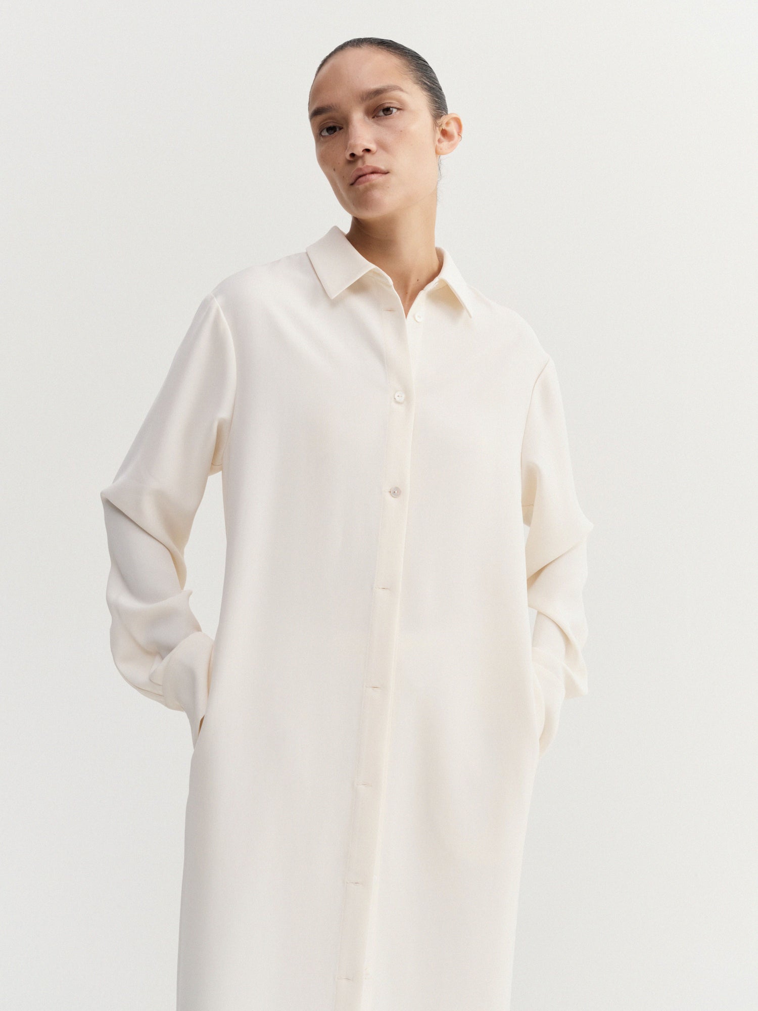 Nile Crepe Dress, cream