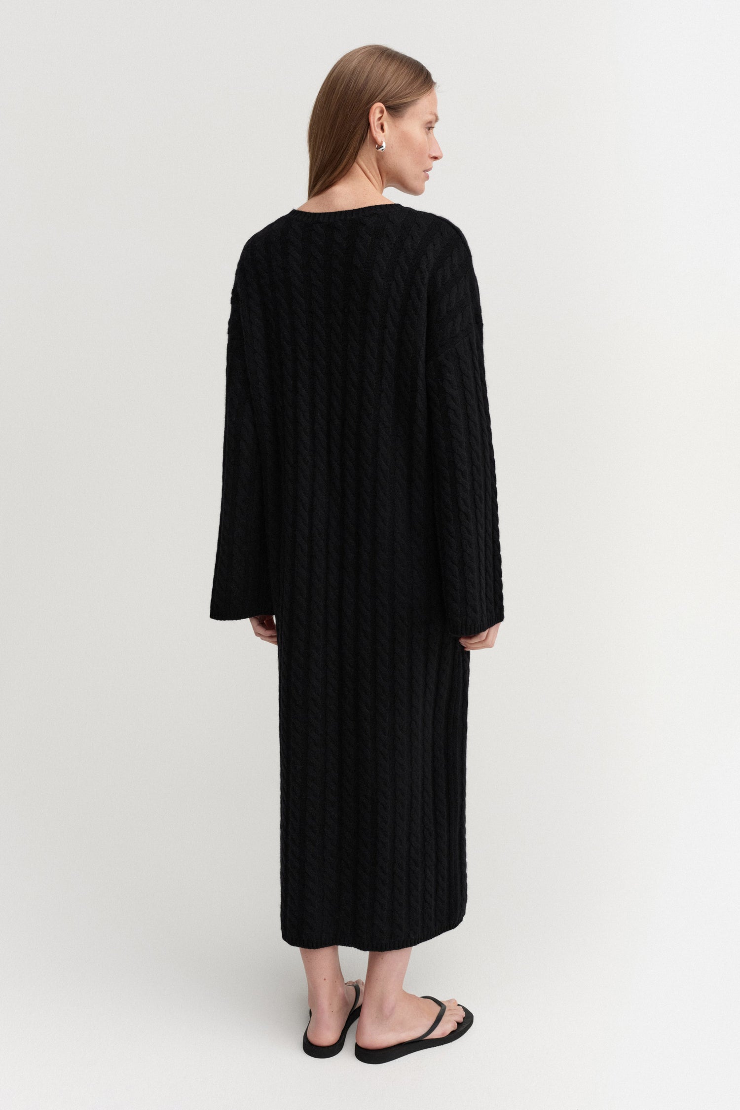 Noma Kabelstrickkleid, schwarz