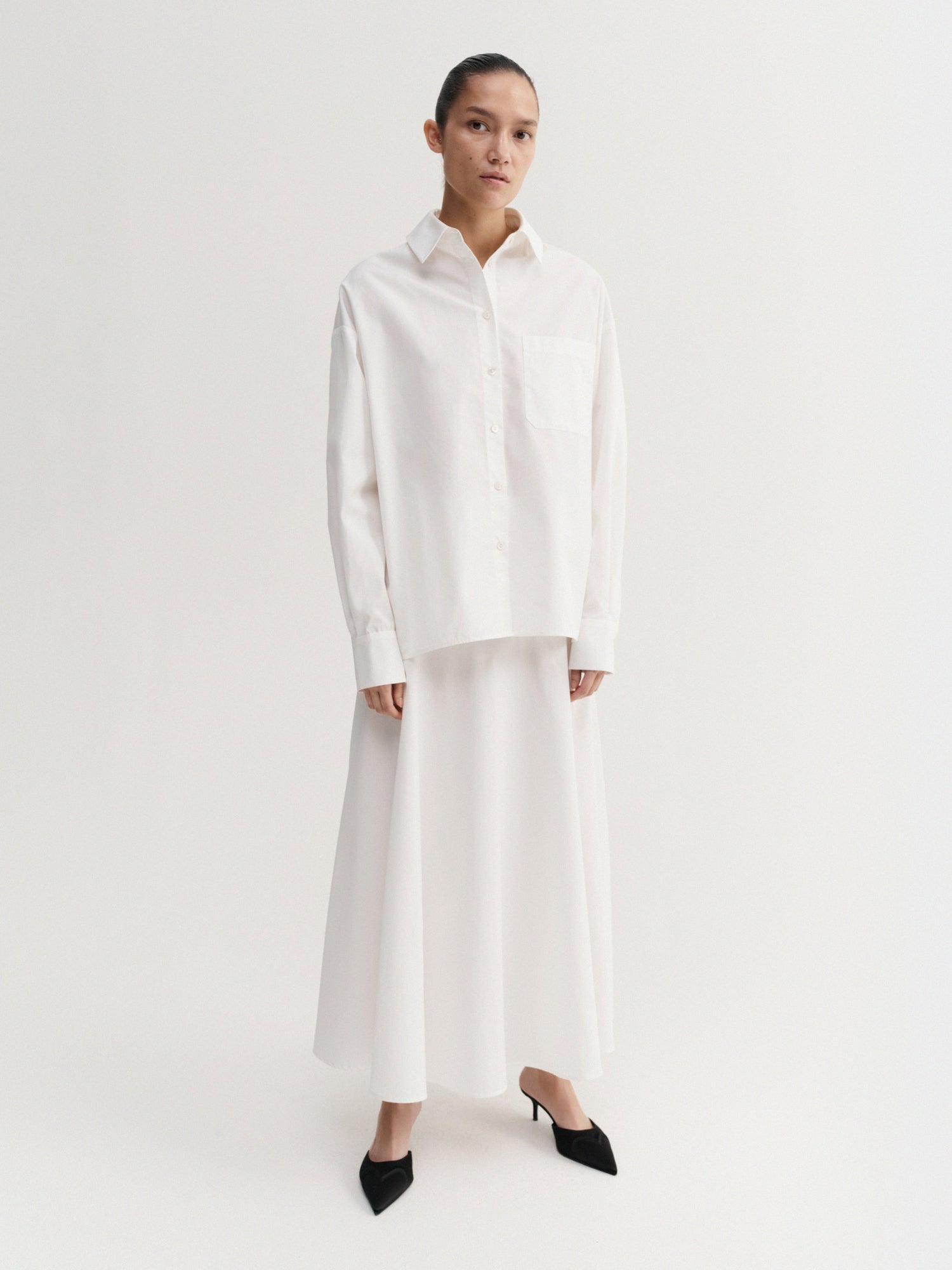 Ona Poplin Skirt, white