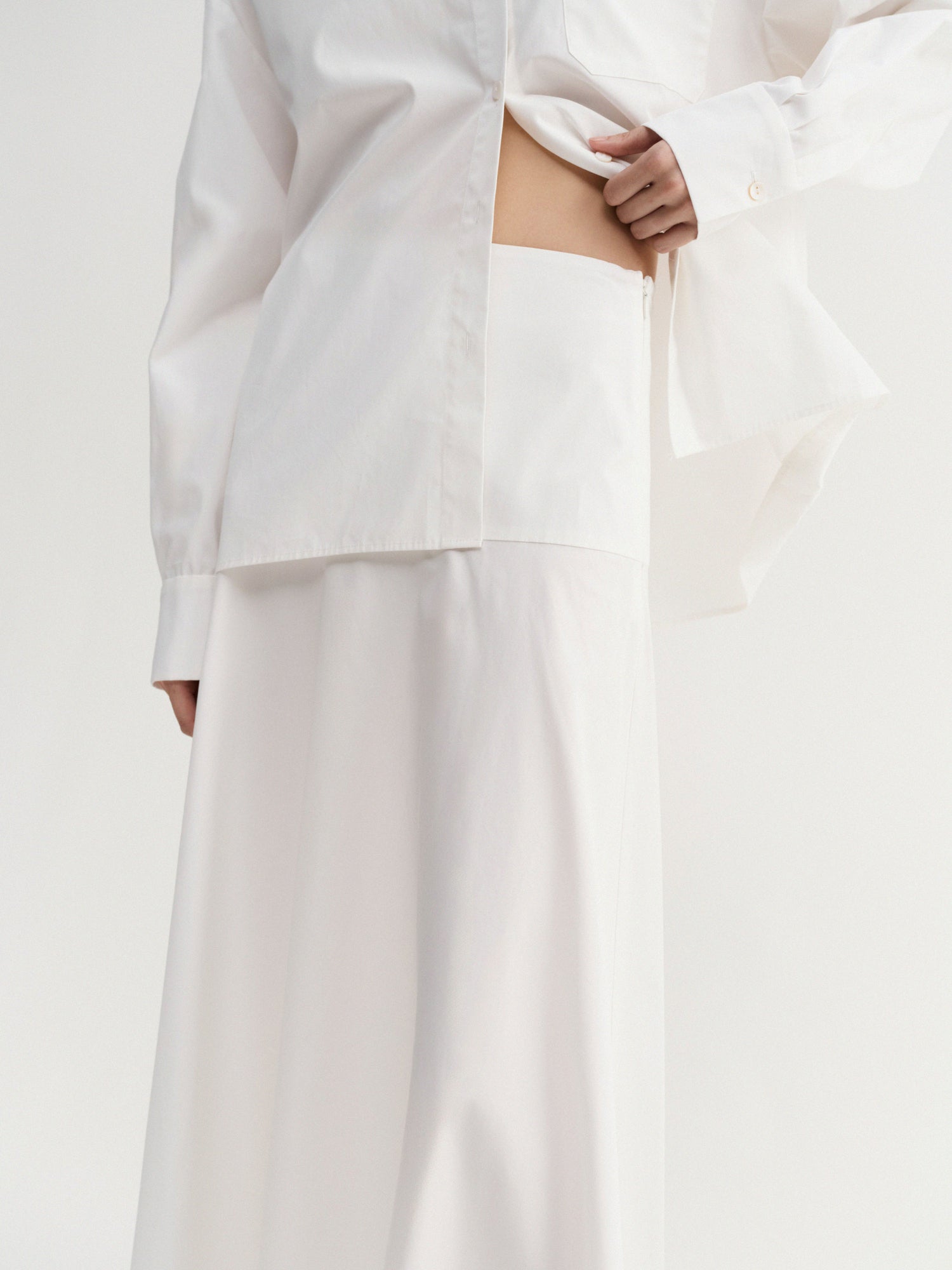 Ona Poplin Skirt, white