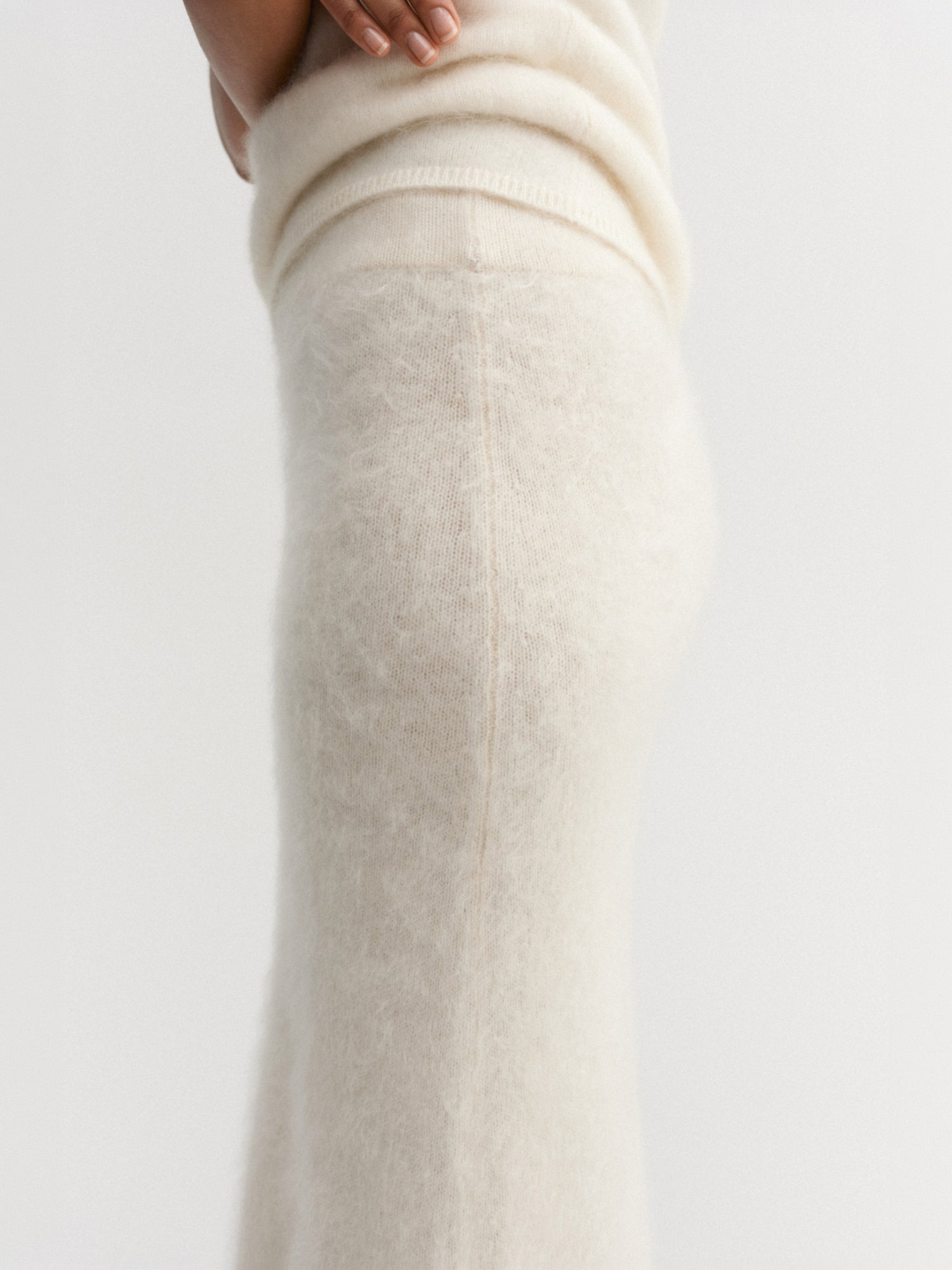 Umi Brushed Cashmere Skirt, cream
