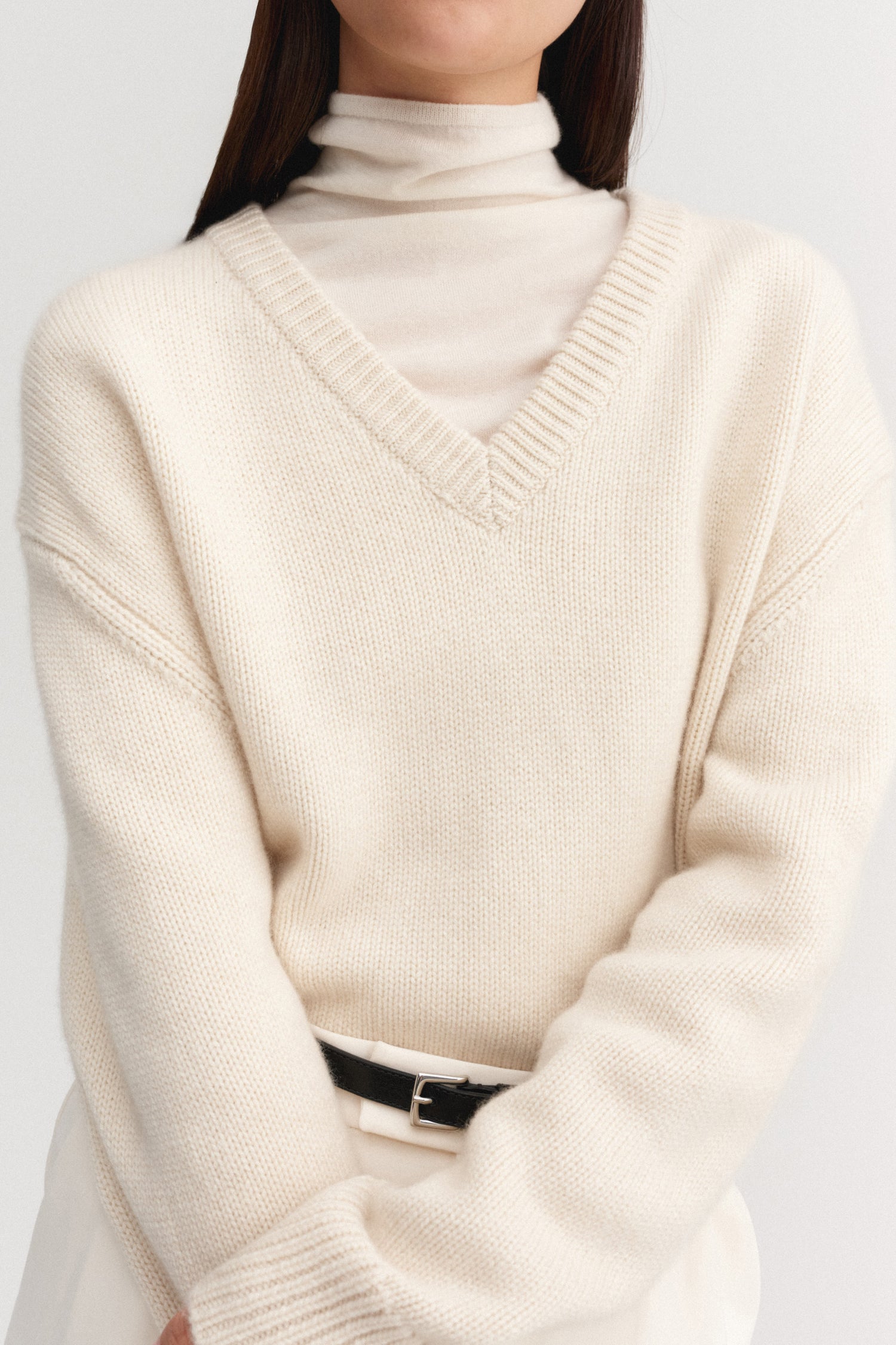 Yara Pullover mit V-Ausschnitt, vanille