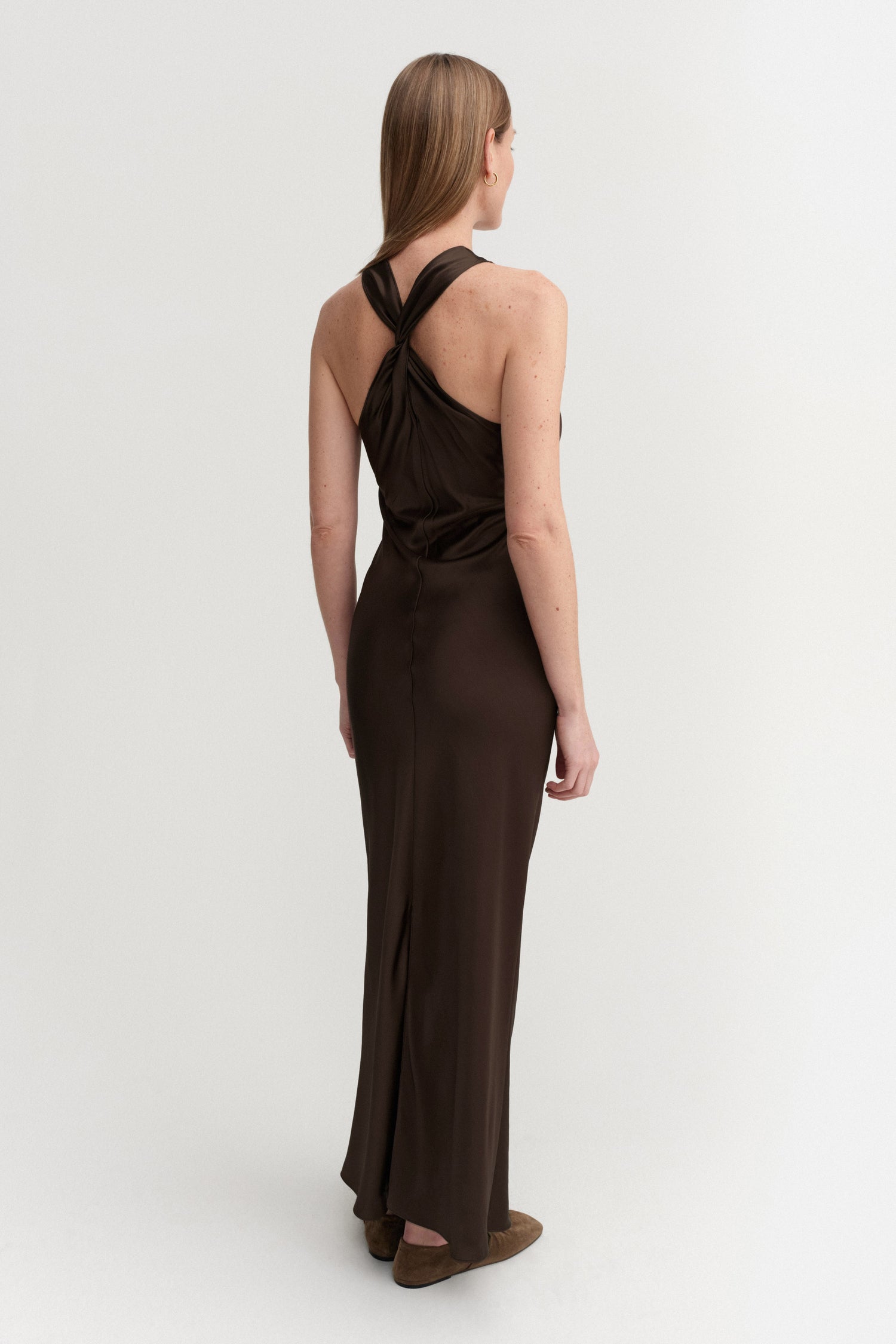 Zila Satin Dress, chocolate