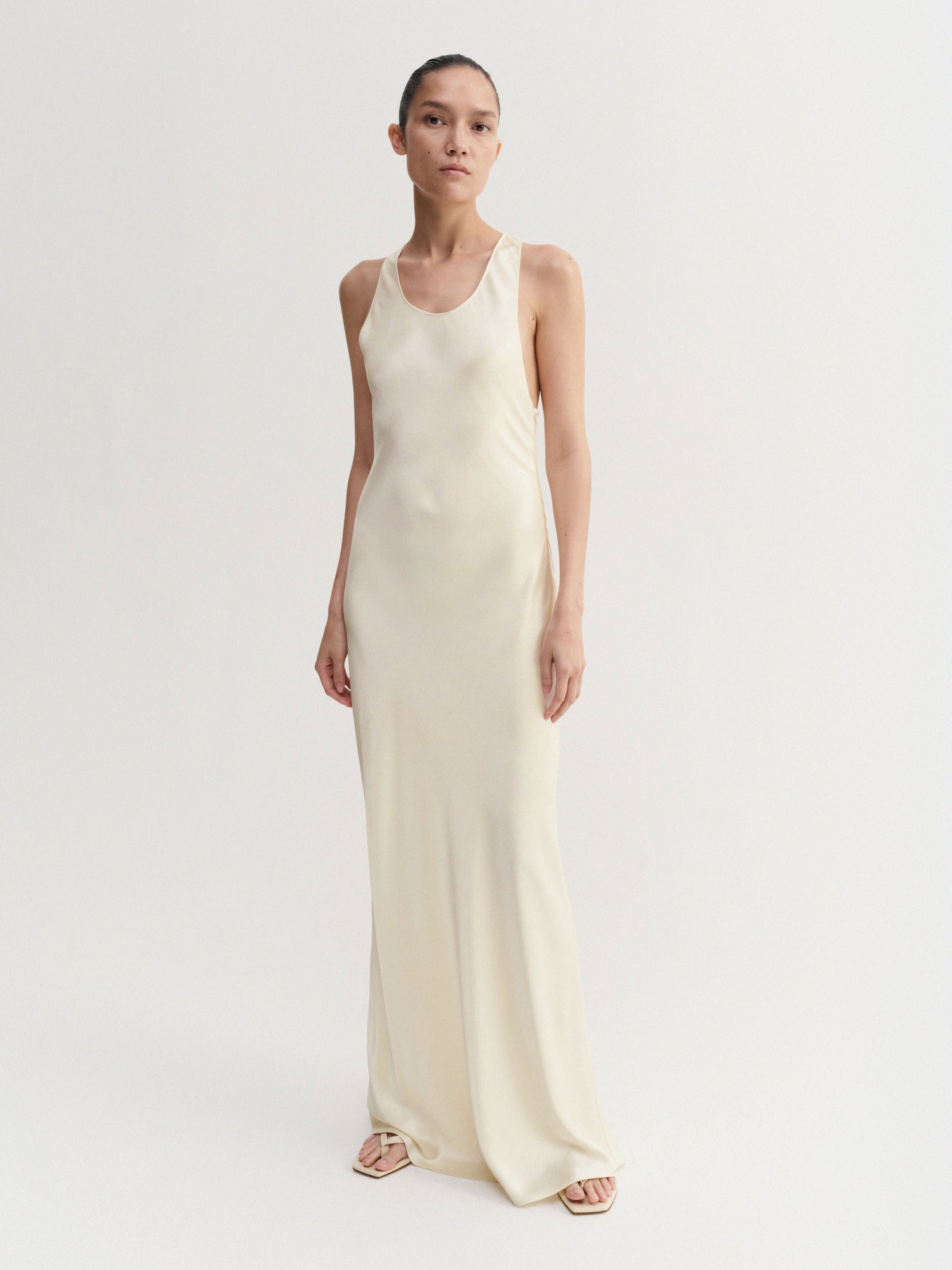 Zila Satin Dress, vanilla