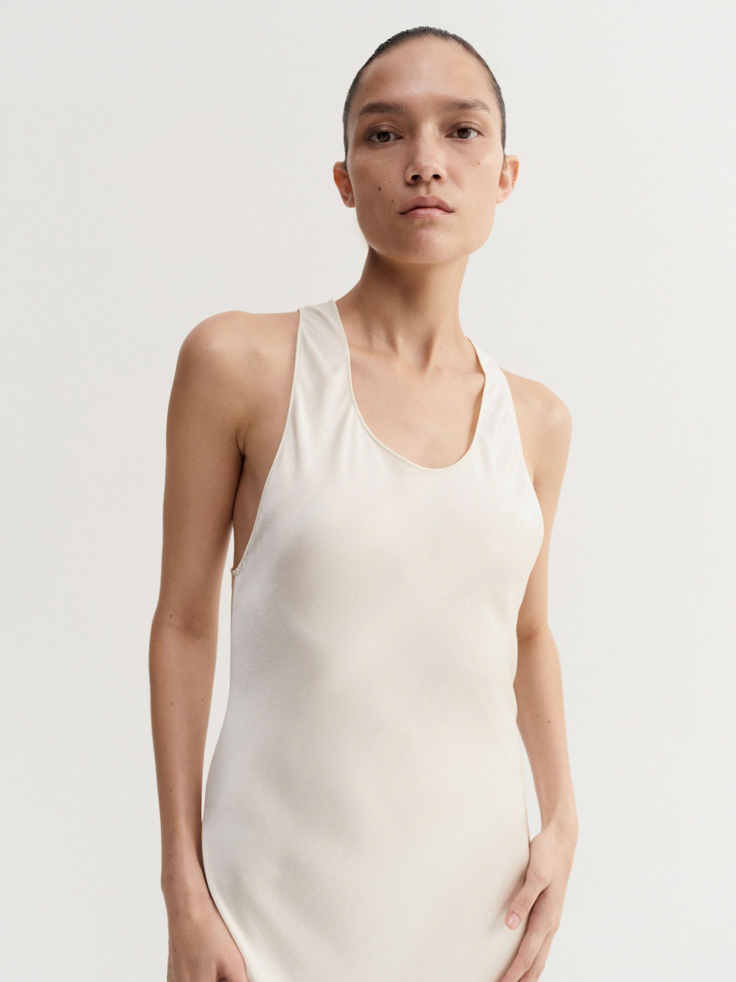 Zila Satin Dress, vanilla