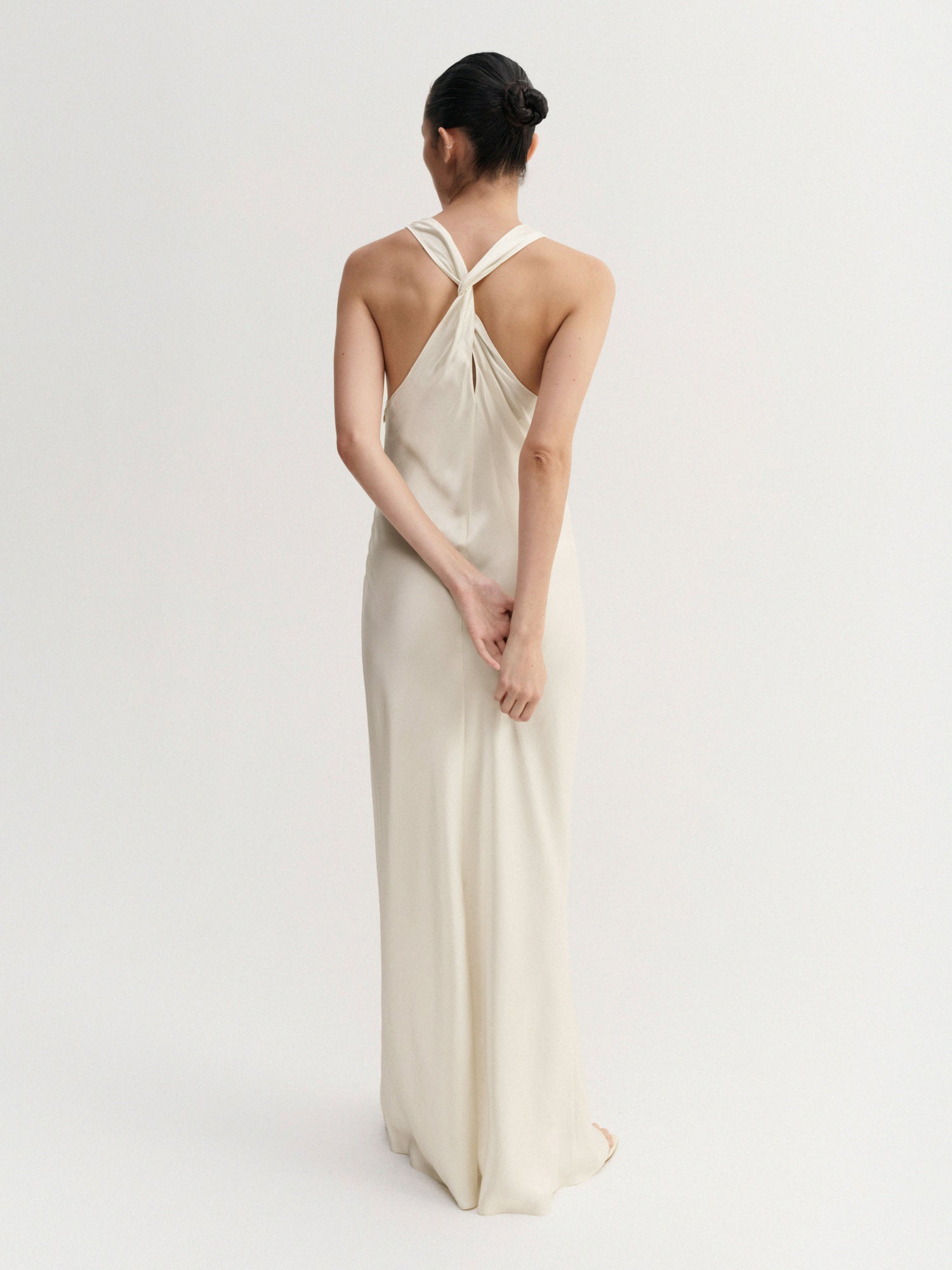 Zila Satin Dress, vanilla