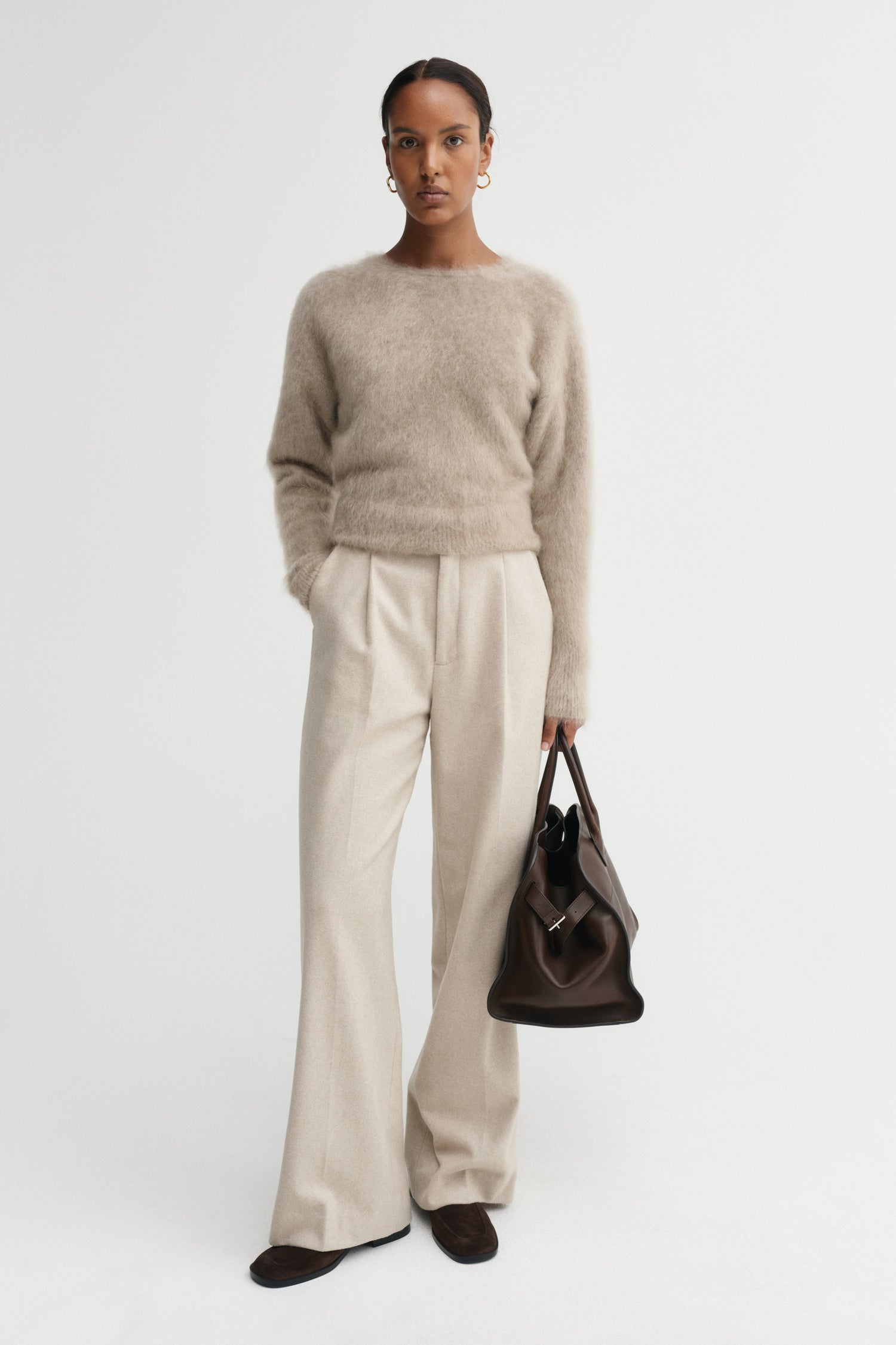 Zoe Crewneck Sweater, nougat