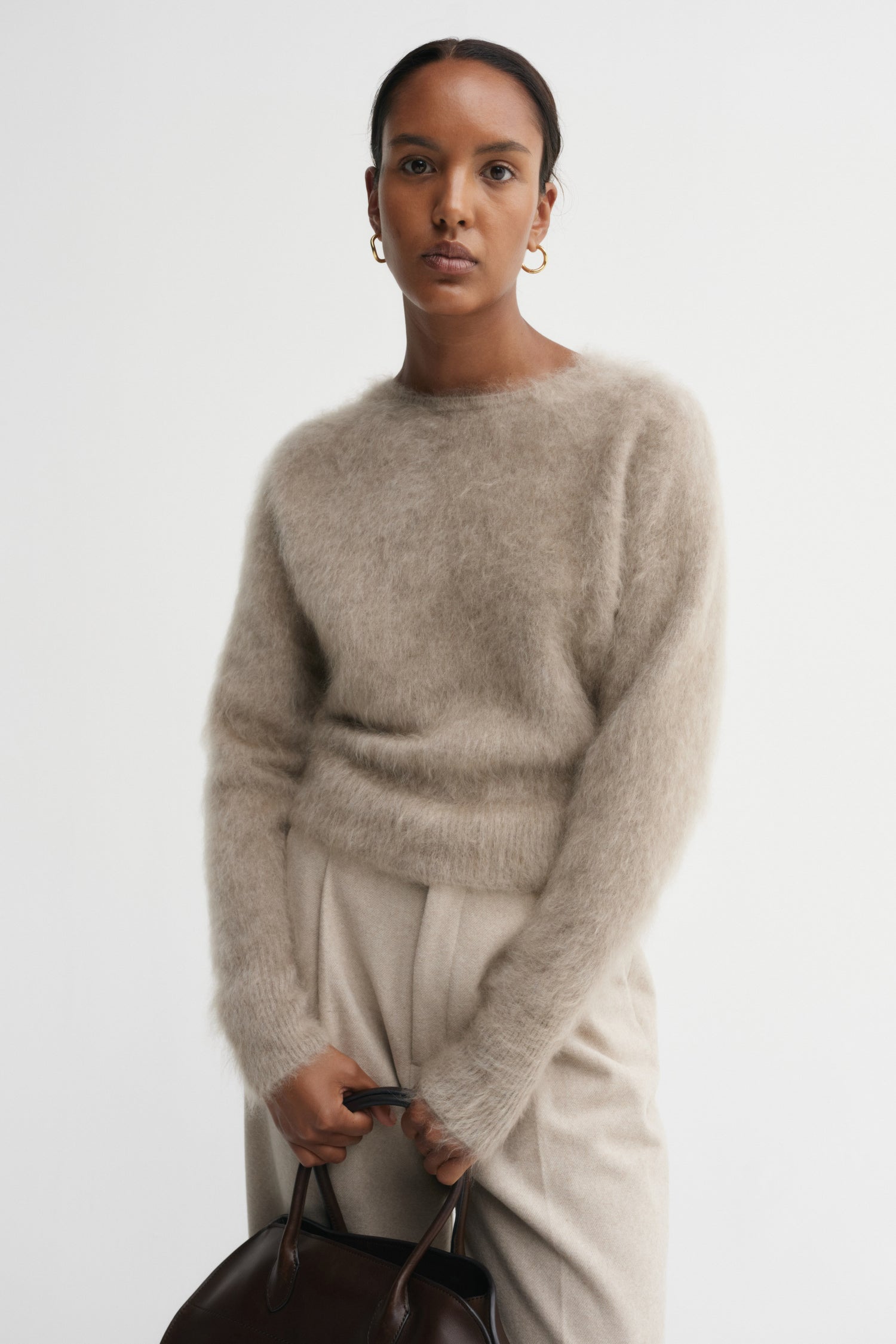 Zoe Crewneck Sweater, nougat