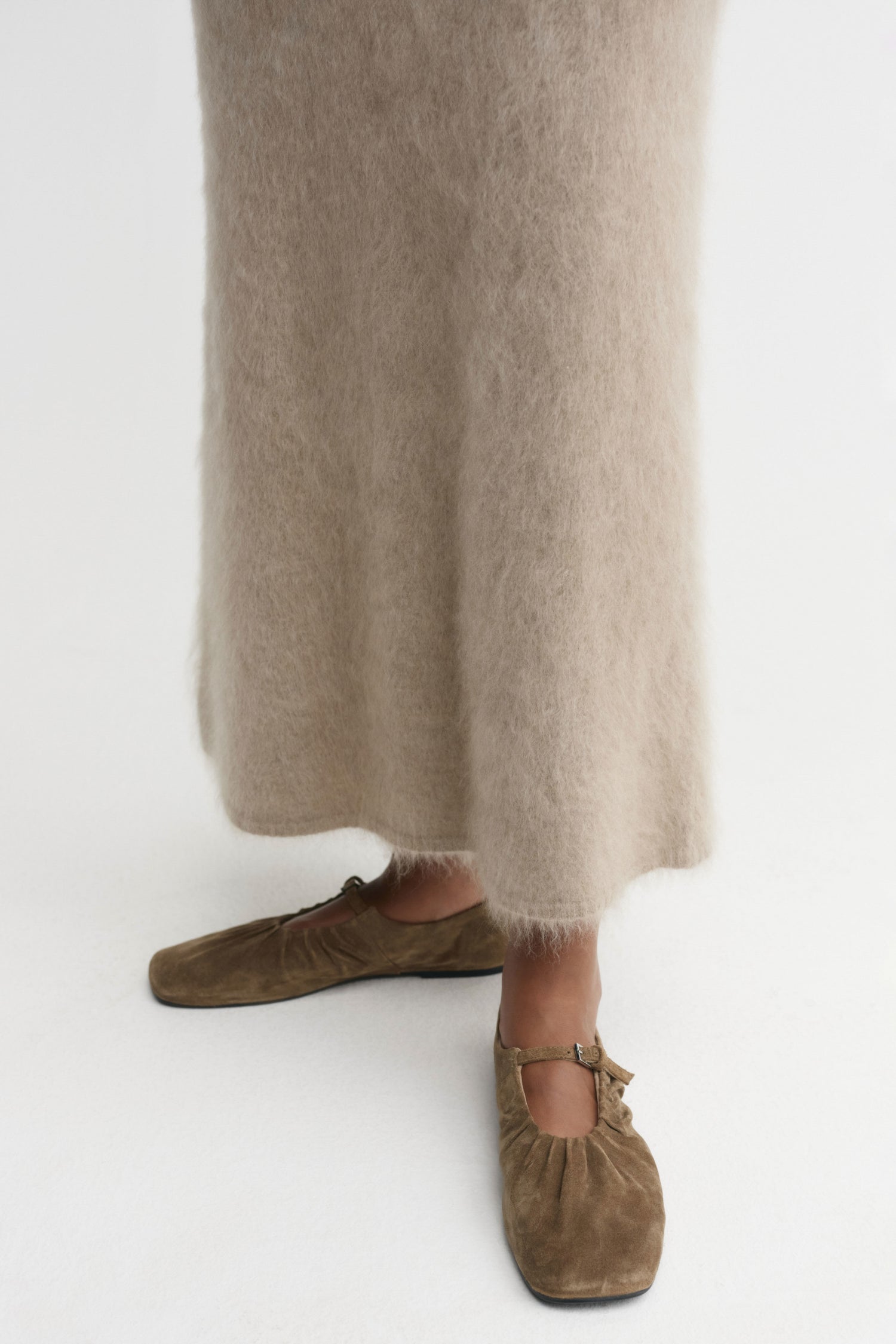 Umi Brushed Cashmere Skirt, nougat