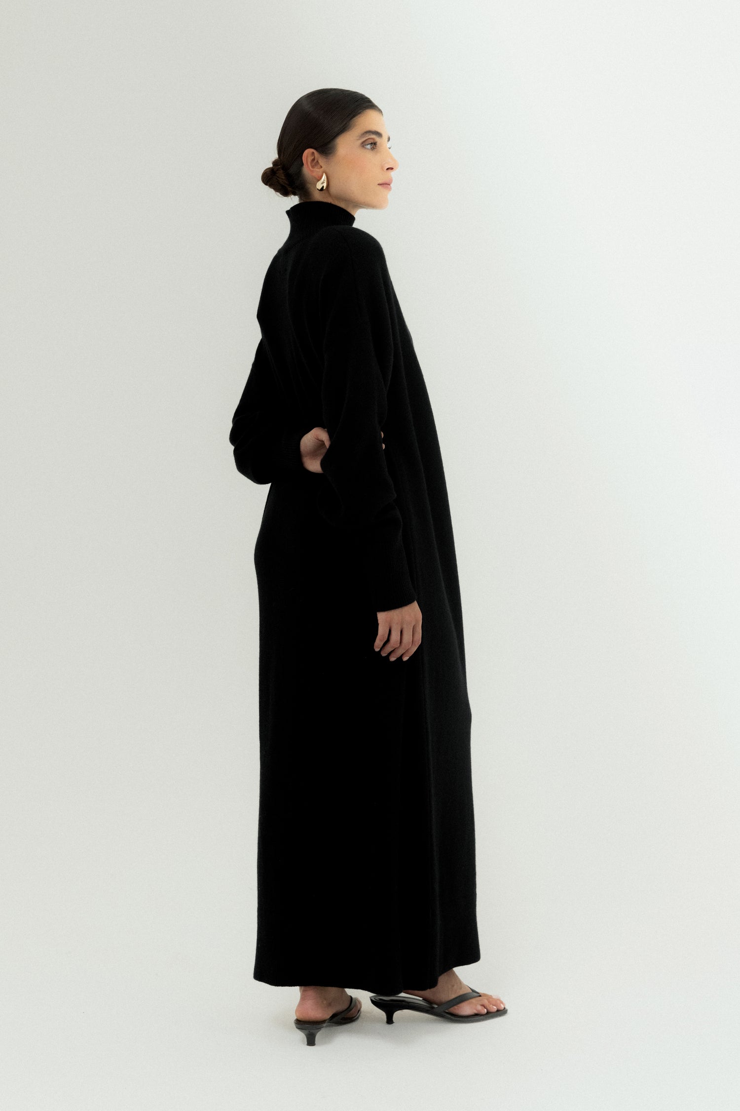 Zea Turtleneck Dress, black