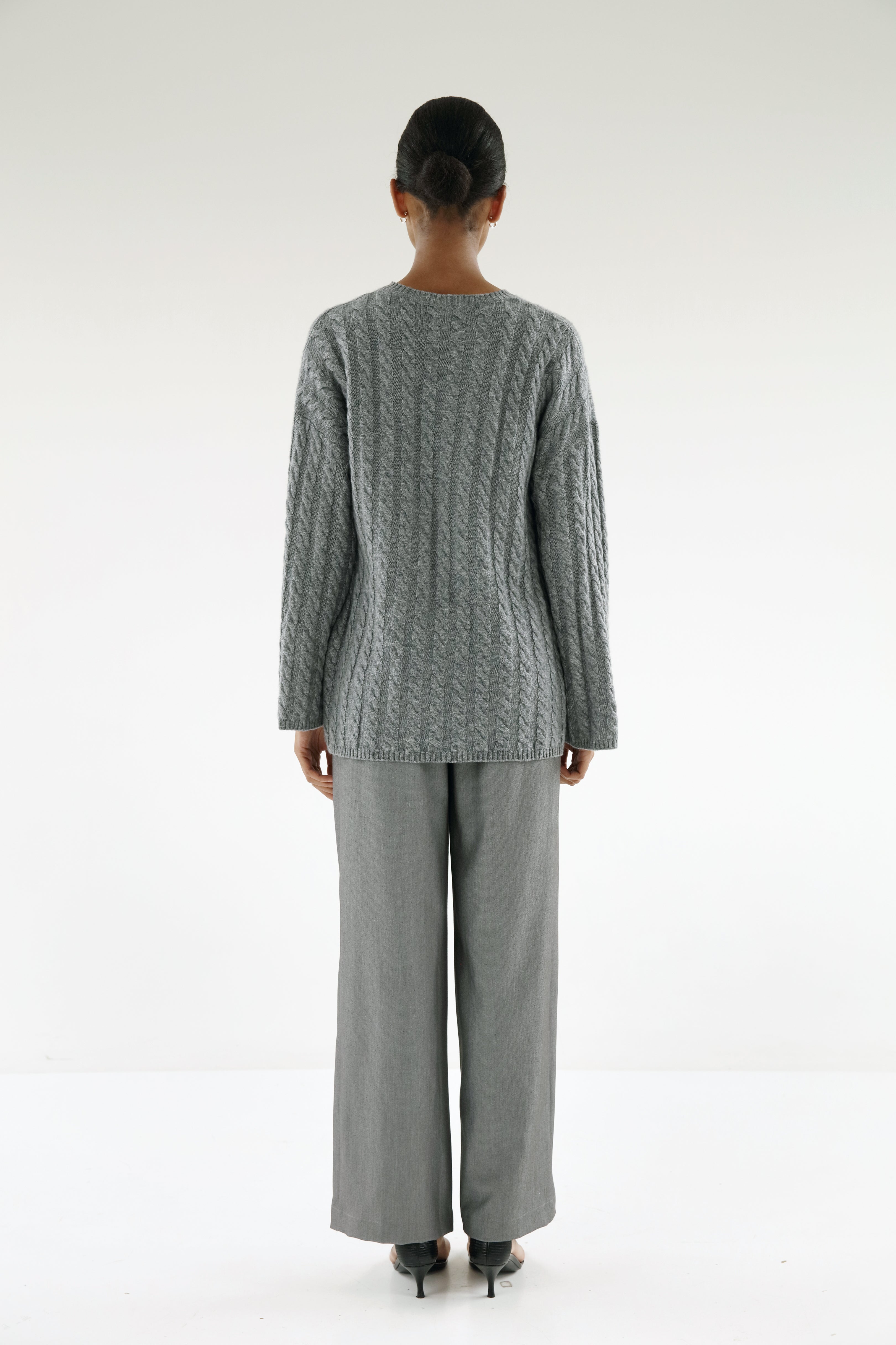 Noa Cable Knit Sweater, grey