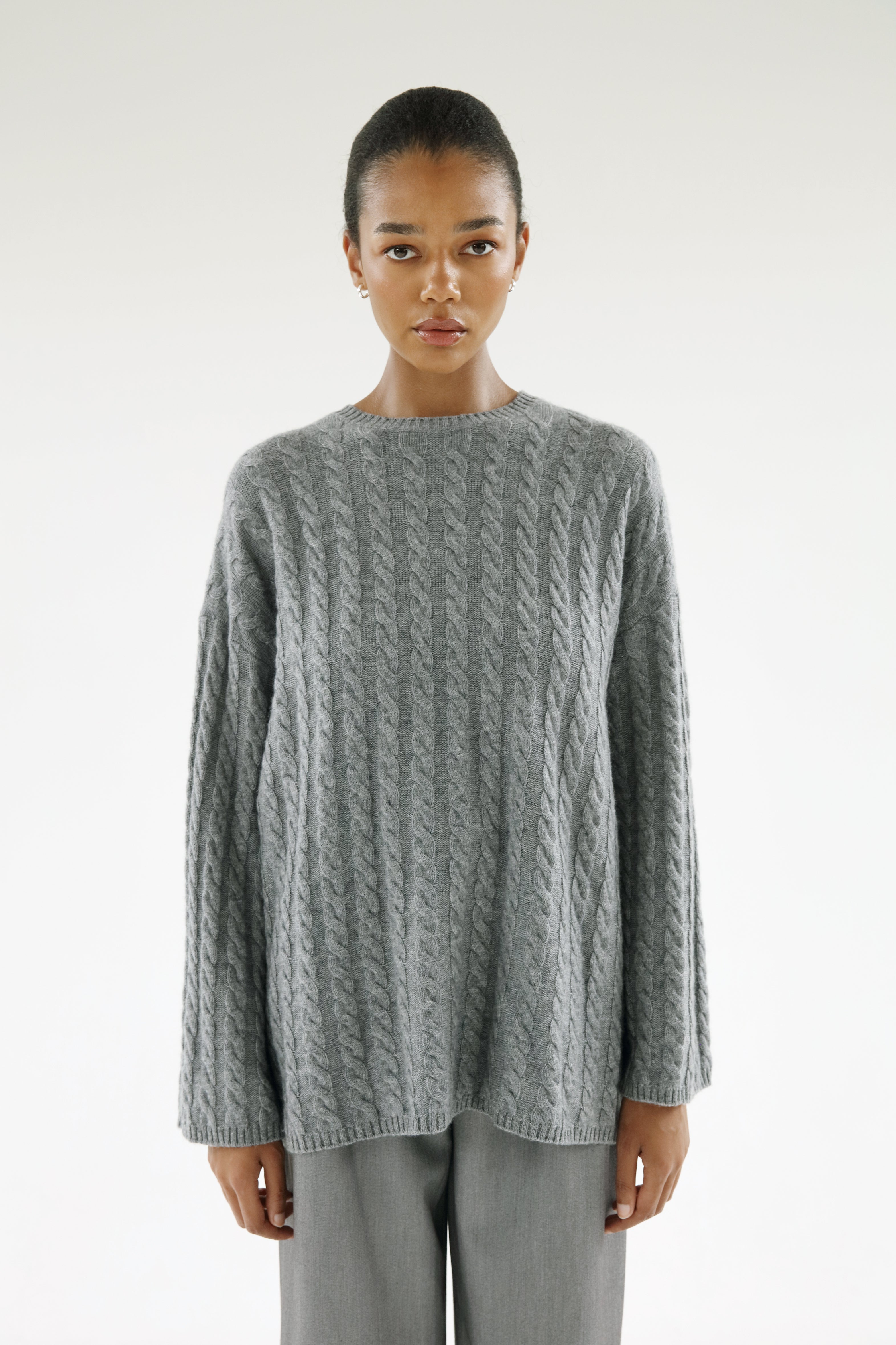 Noa Cable Knit Sweater, grey