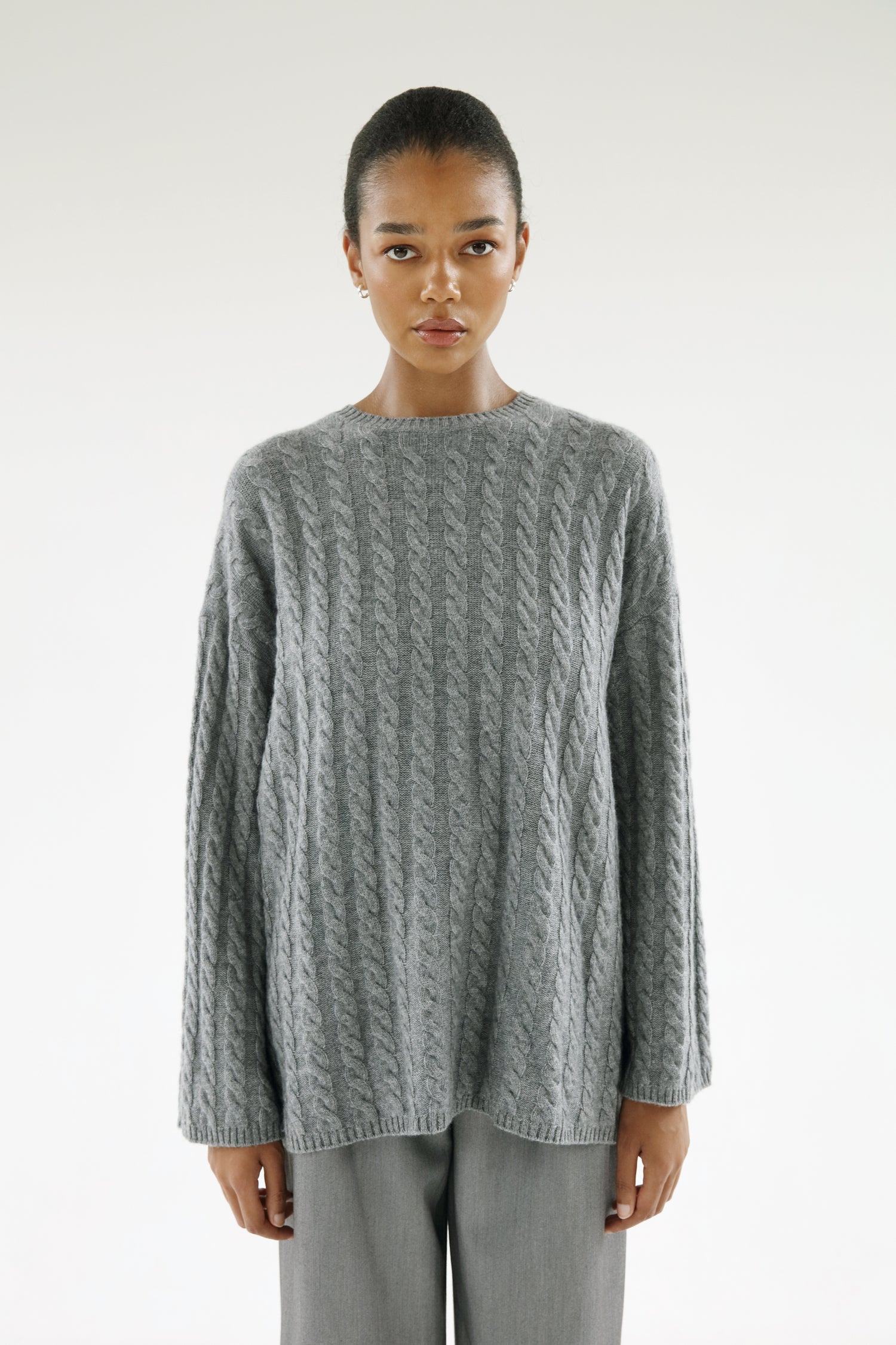 Noa Cable Knit Sweater, grey – ALMADA LABEL