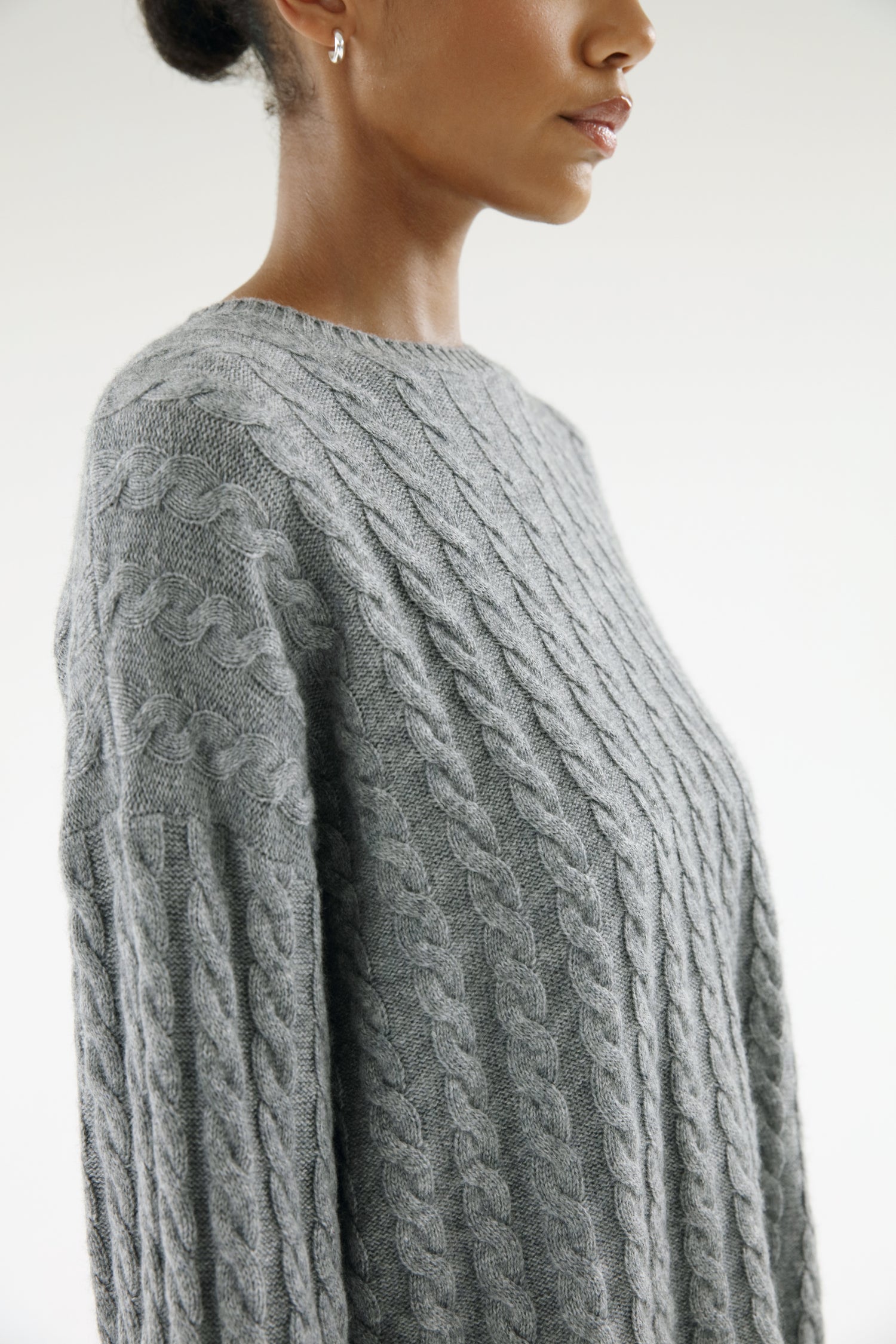 Noa Cable Knit Sweater, mid grey