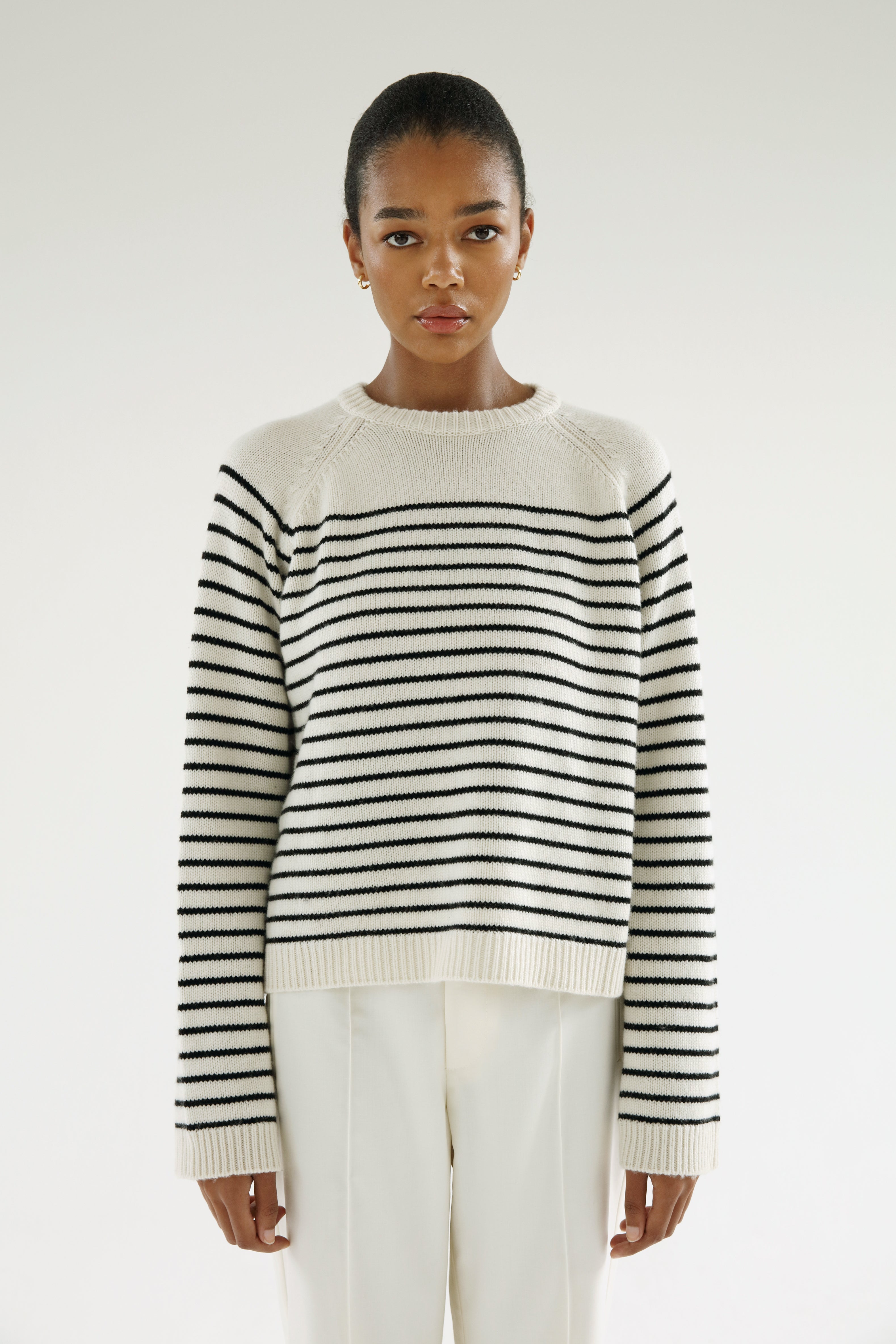 Gray and white striped sweater best sale