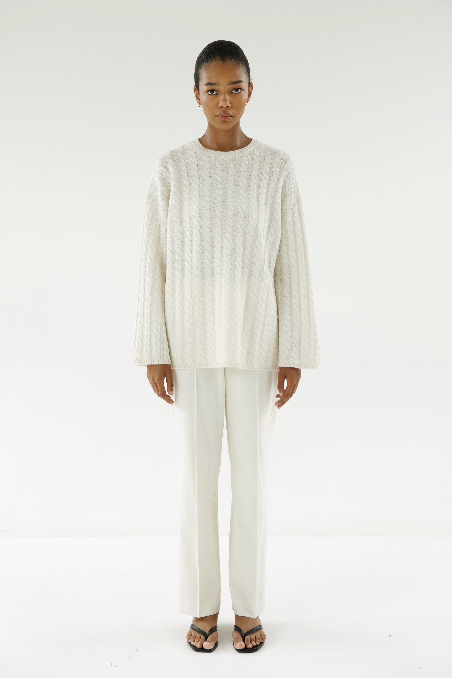 Noa Cable Knit Sweater, cream