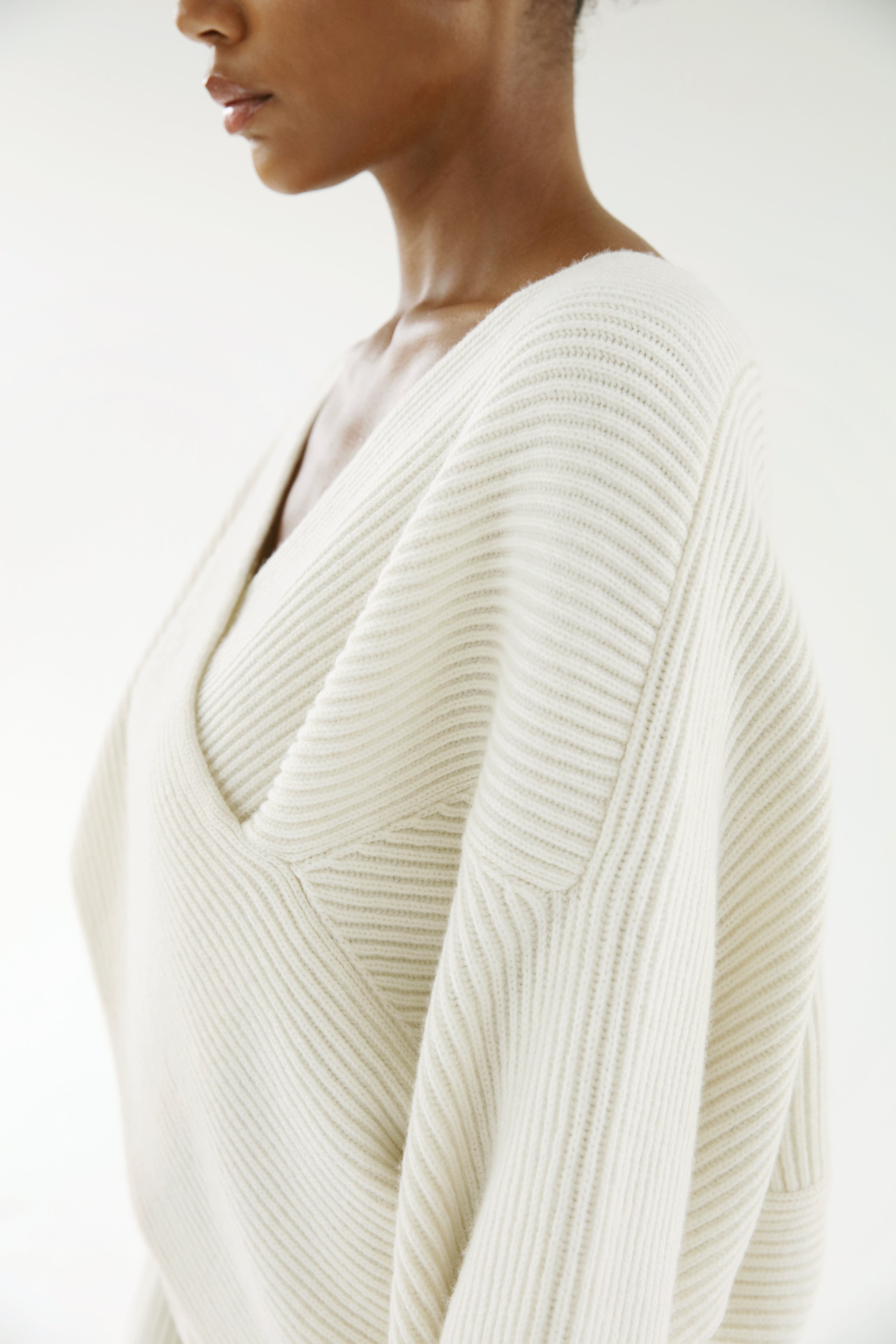 Gia Cross Wrap Sweater ivory ALMADA LABEL