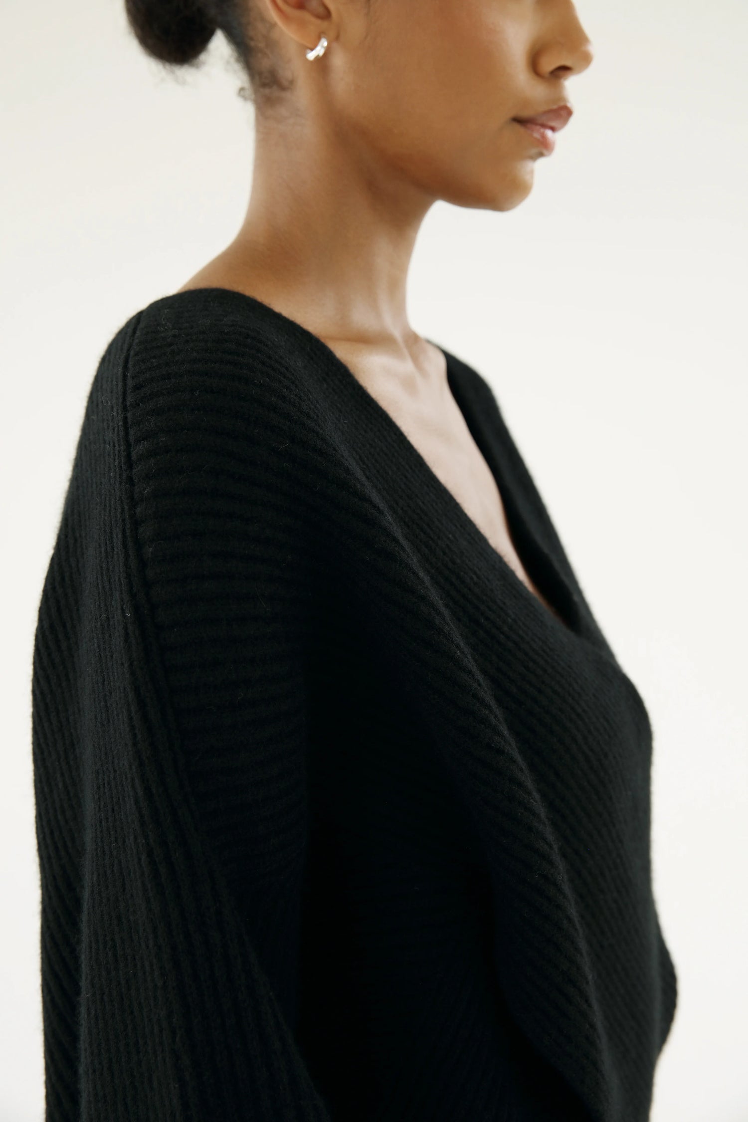 Gia Cross Wrap Sweater, black