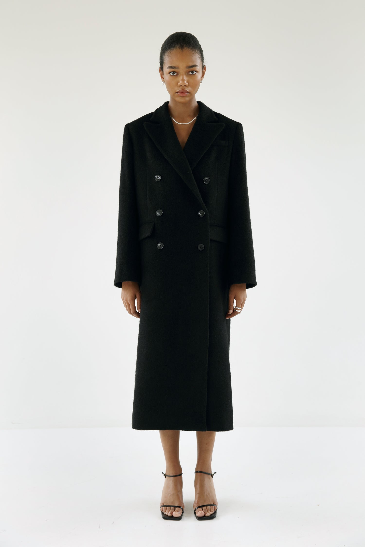Drew Double-Breasted Coat, black – ALMADA LABEL