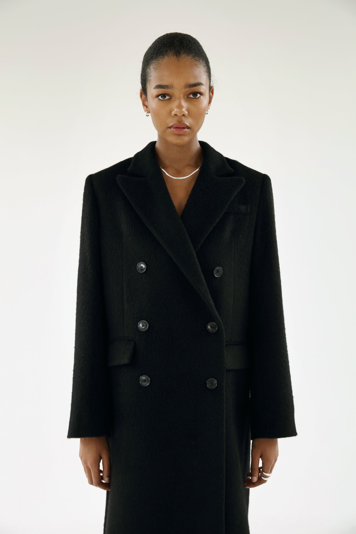 Drew Double-Breasted Coat, black – ALMADA LABEL