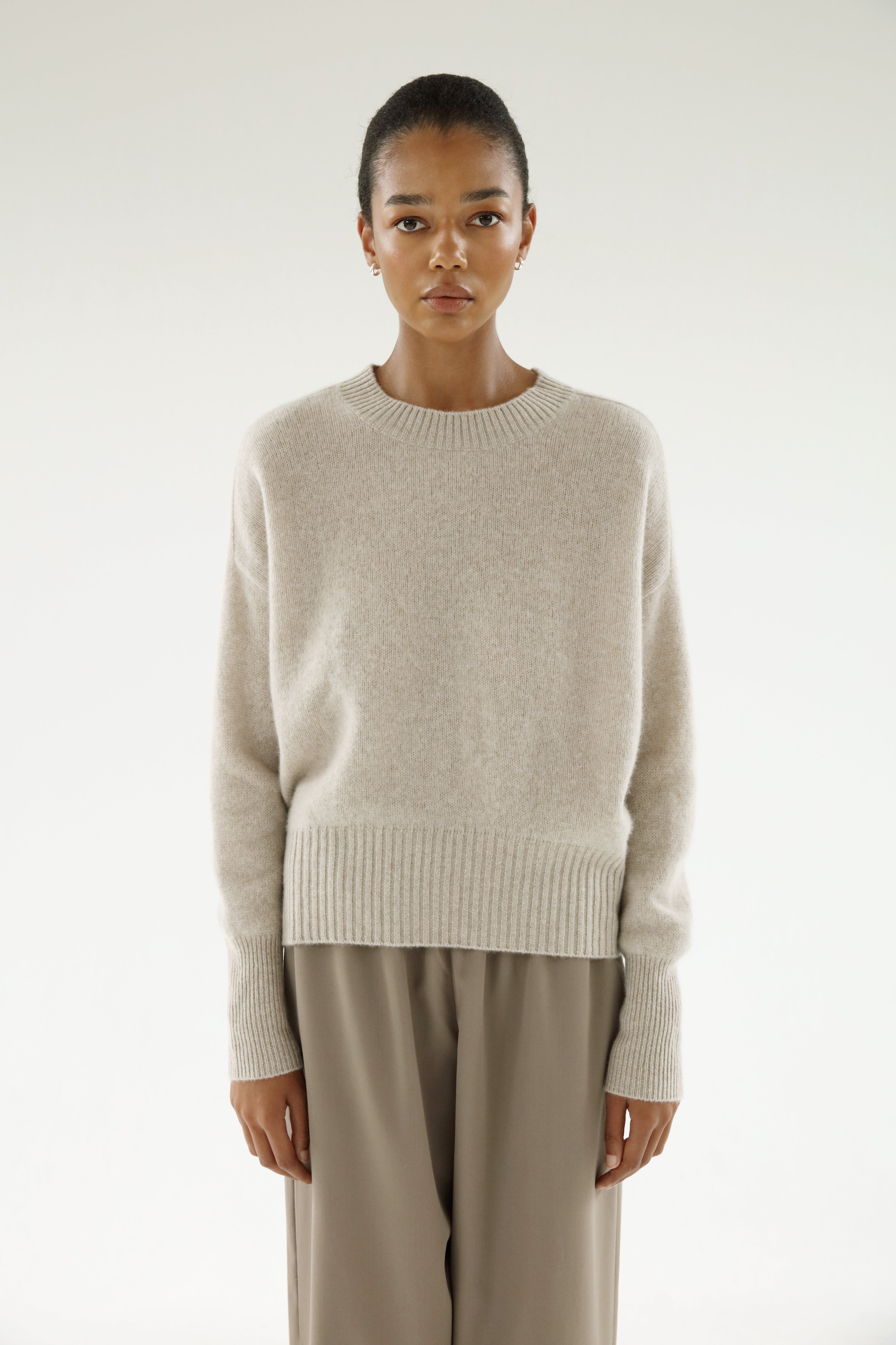 Taupe crew 2024 neck sweater