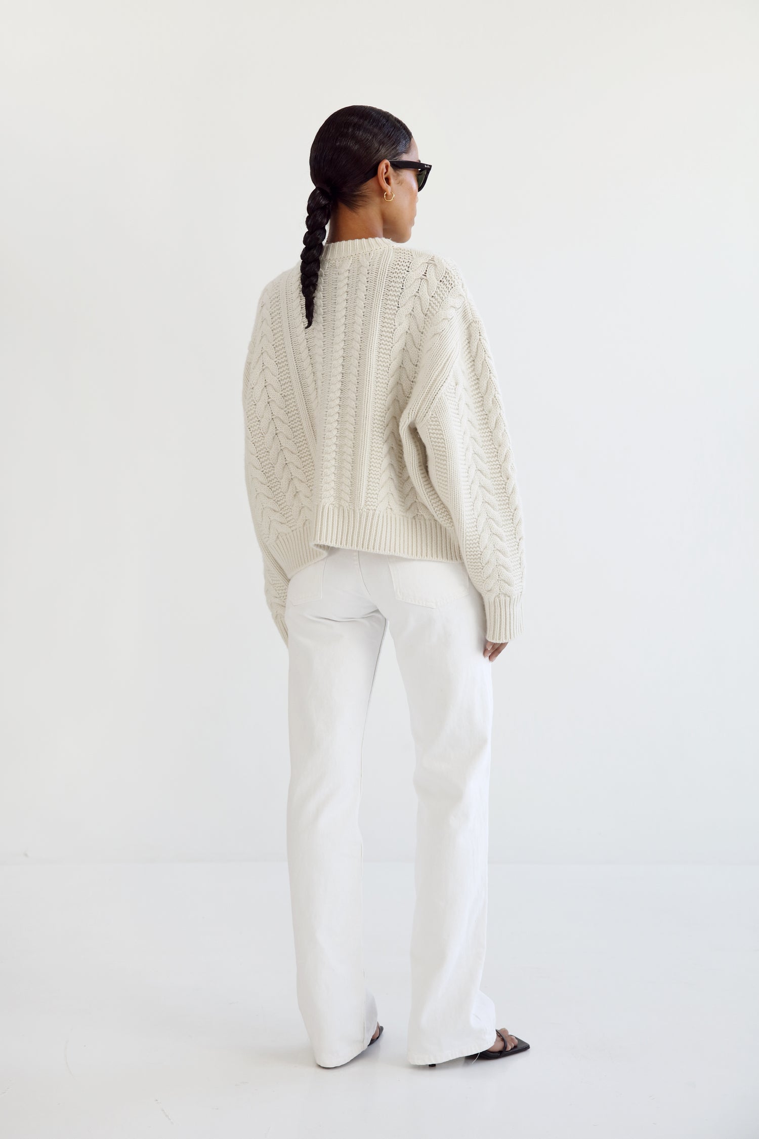 Naia Cable Knit Sweater, cream